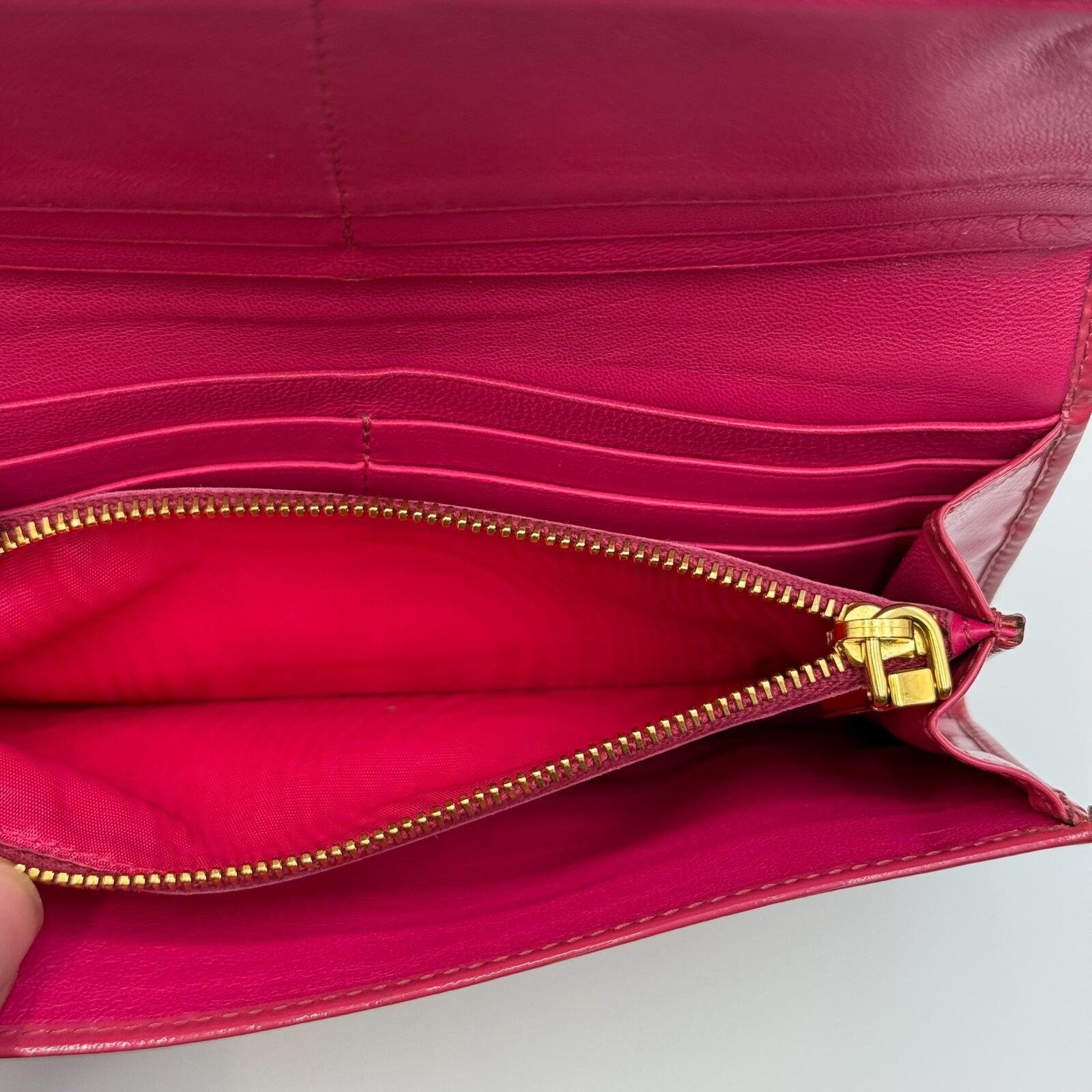 Prada Fuoco Saffiano Patent Leather Continental Wallet