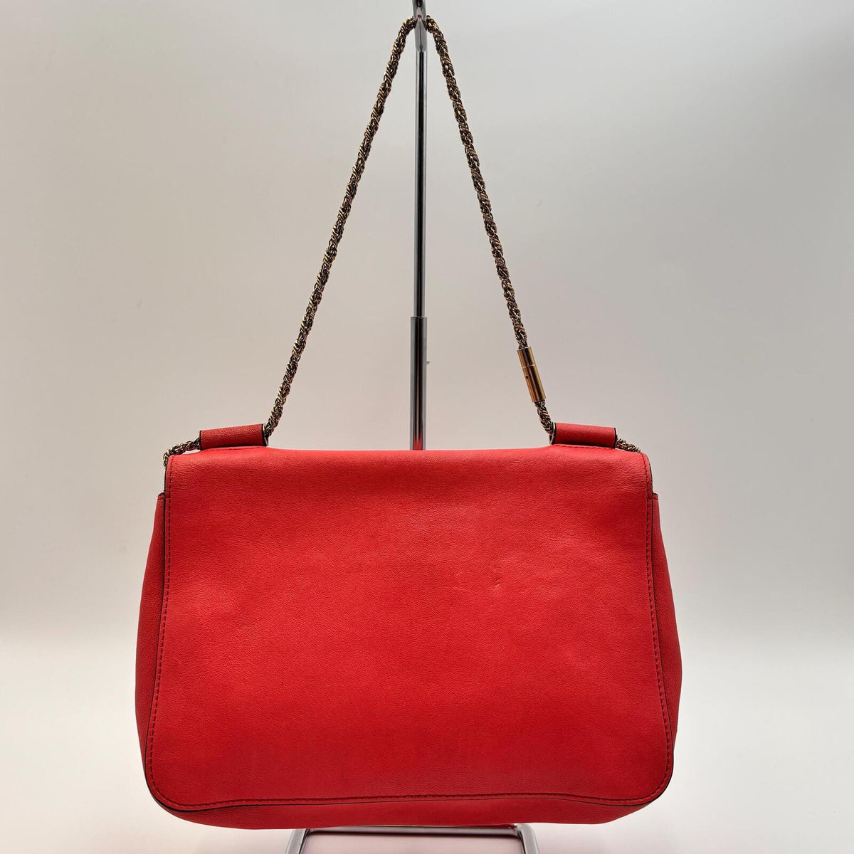 Chloé Square Elsie Chain Shoulder Bag Coral Pink Leather