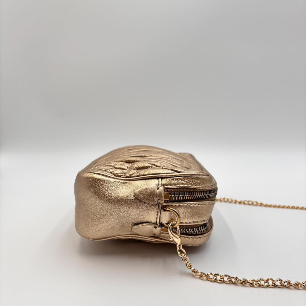 Miu Miu Matelassé Metallic Gold Leather Crossbody Bag