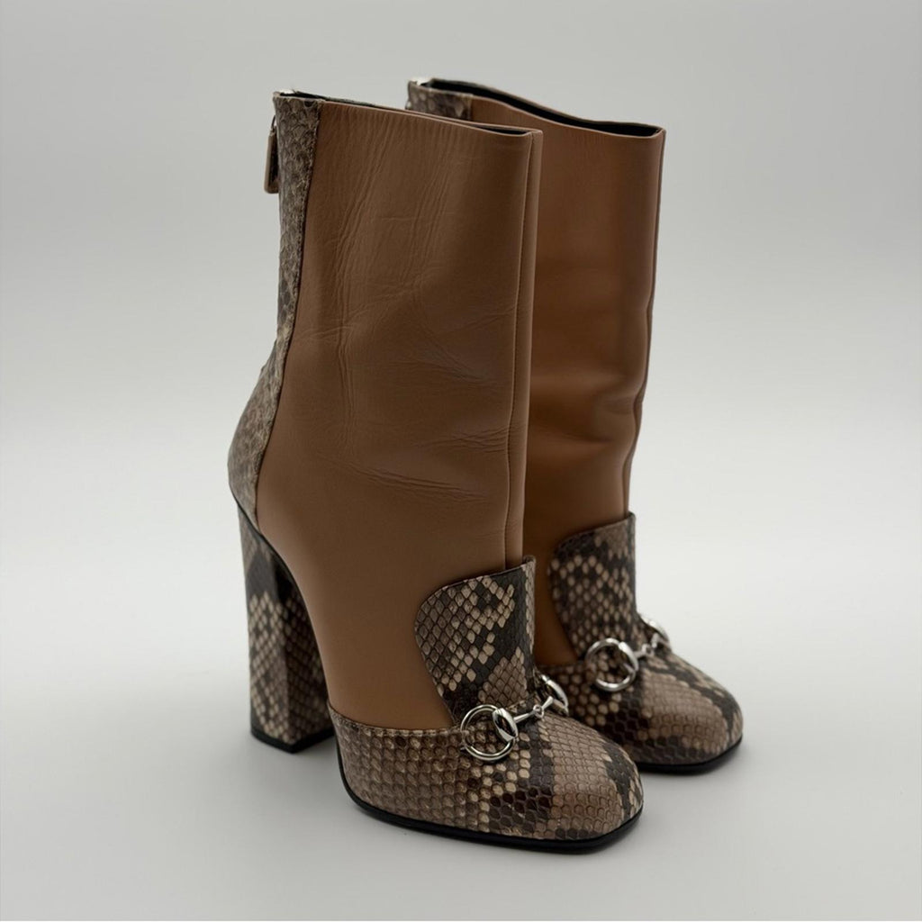 Gucci Python & Leather Ankle Boots – Size 37