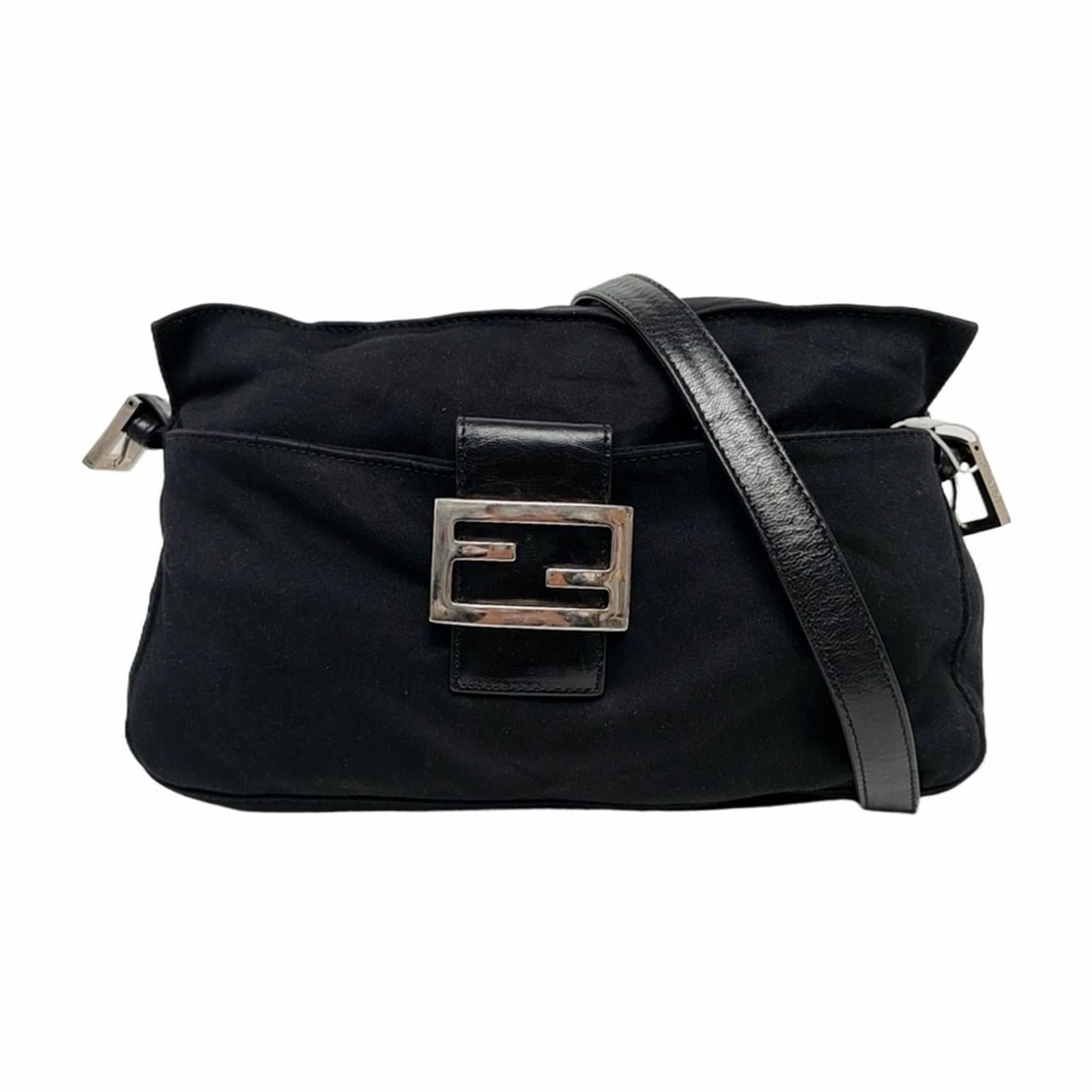 Fendi Neoprene Baguette Shoulder Bag Black Vintage