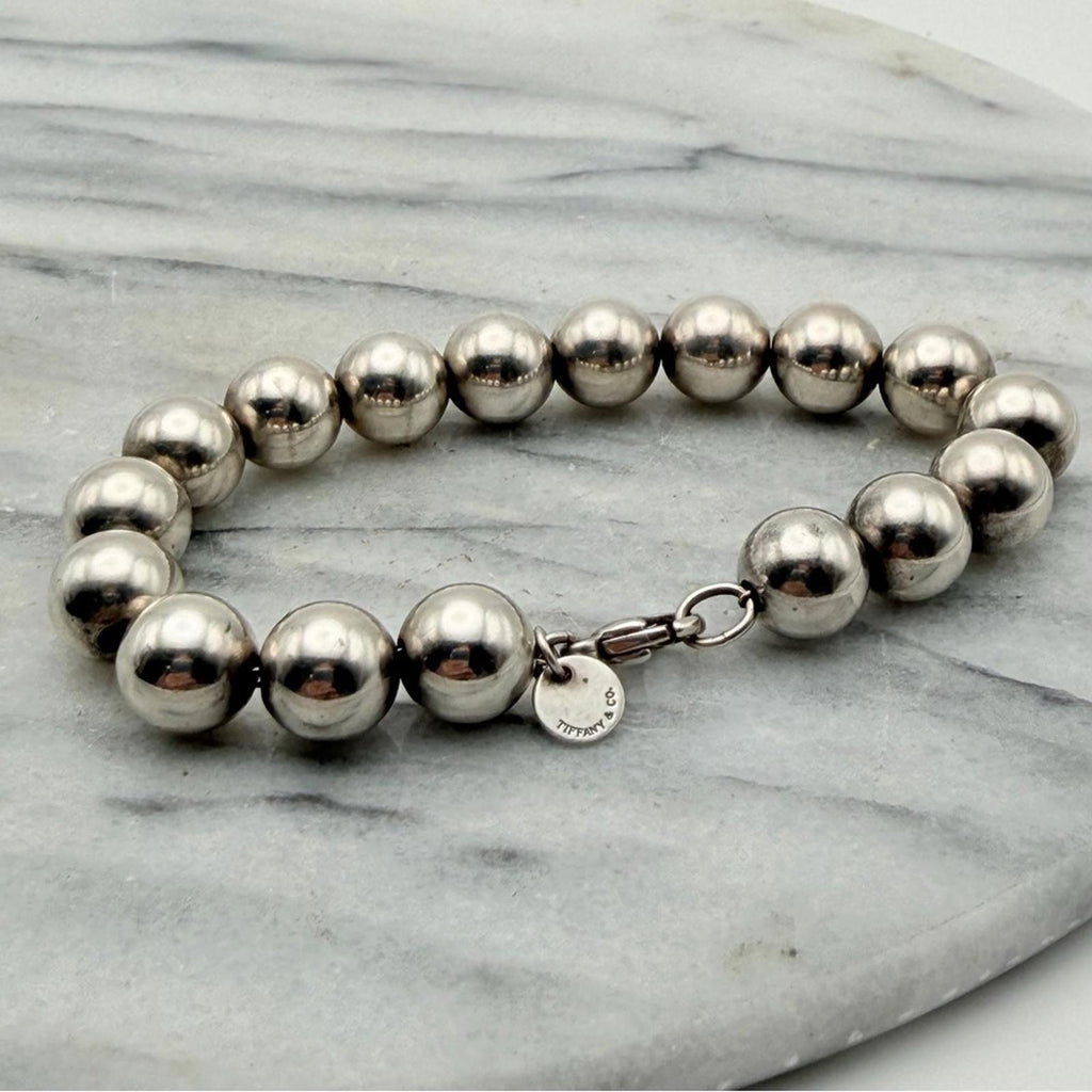 TIFFANY & CO 925 STERLING SILVER BALL BEAD BRACELET SILVER