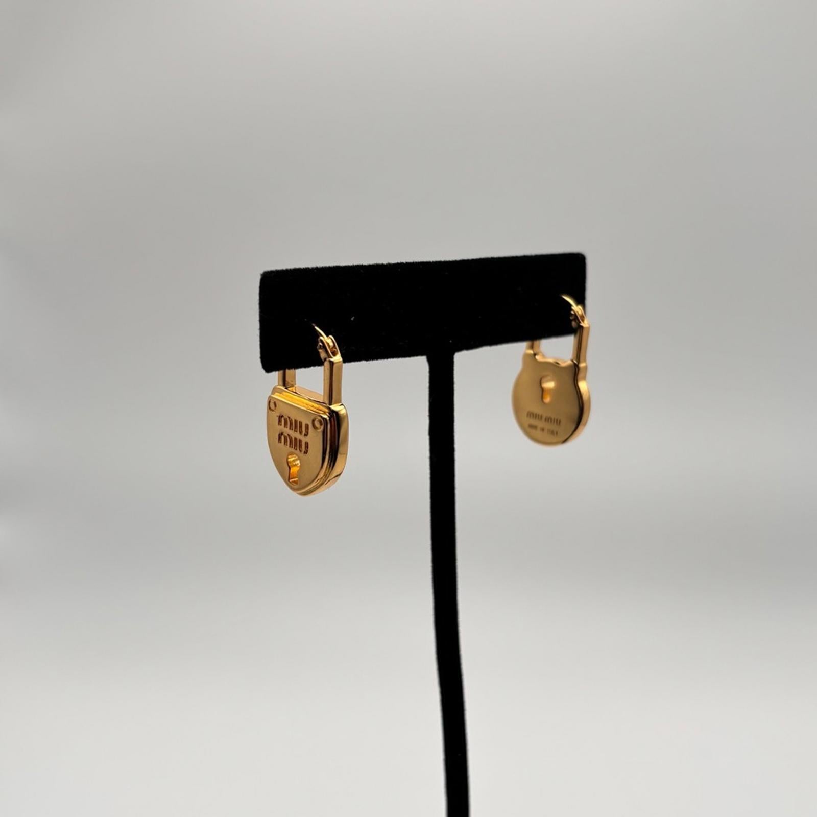 Miu Miu Padlock Gold Metal Earrings