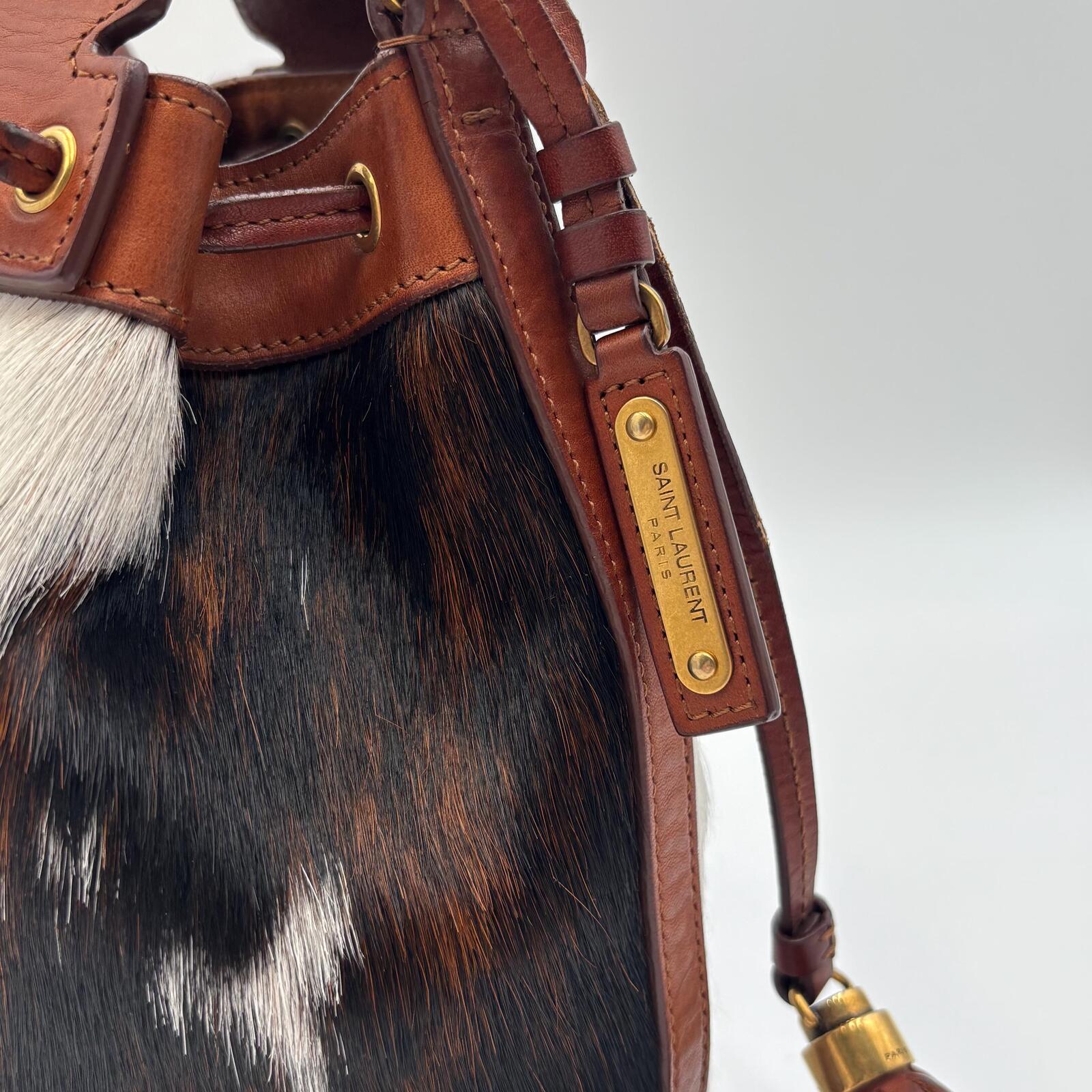 Saint Laurent Paris Emmanuelle Bucket Bag – Calf Hair Pony Hair Leather Tassel