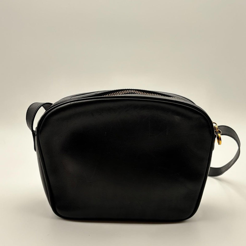 Salvatore Ferragamo Black Leather Crossbody Bag – Gold Gancini Hardware