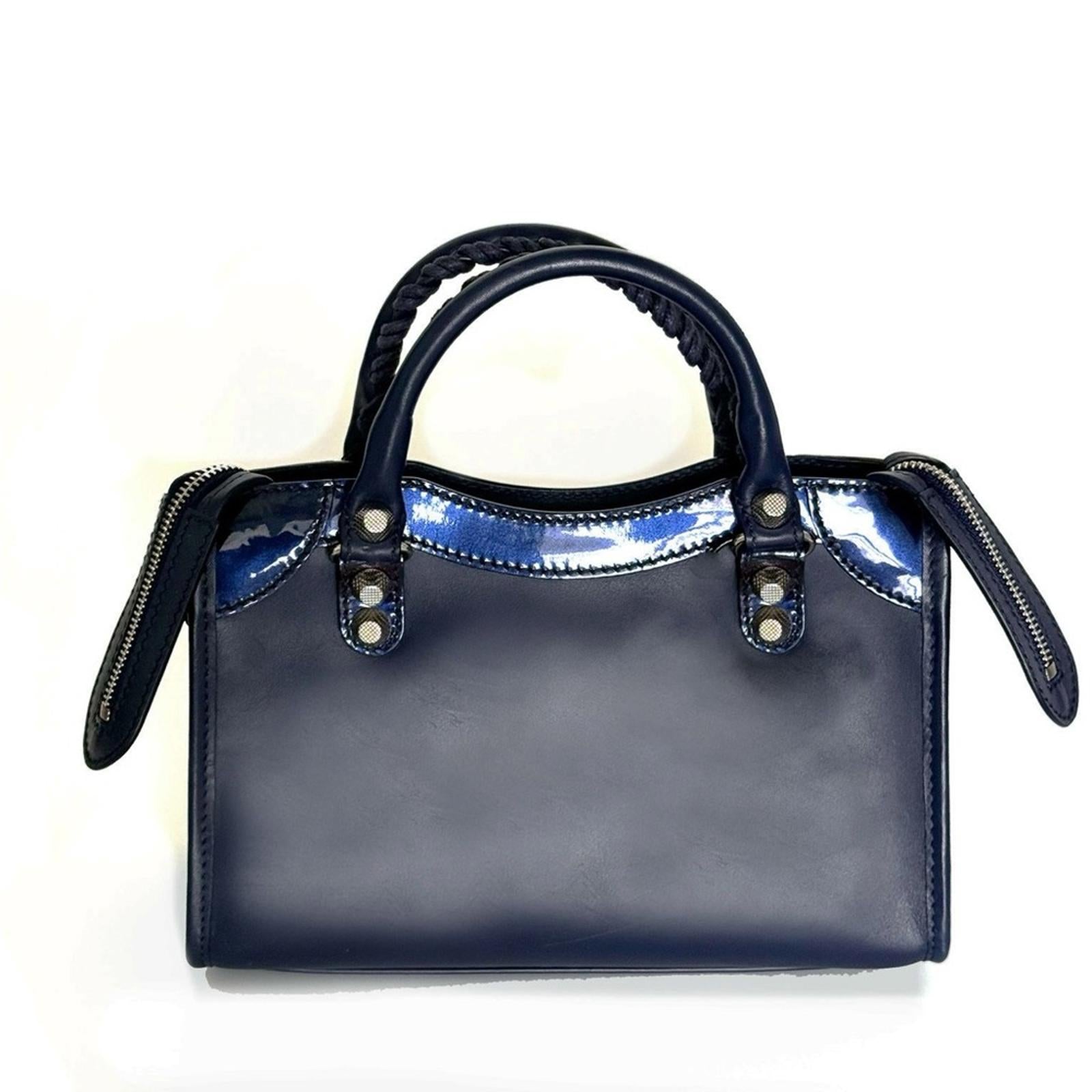 Balenciaga Matte Motocross Giant 12 Mini City Bag Indigo Blue