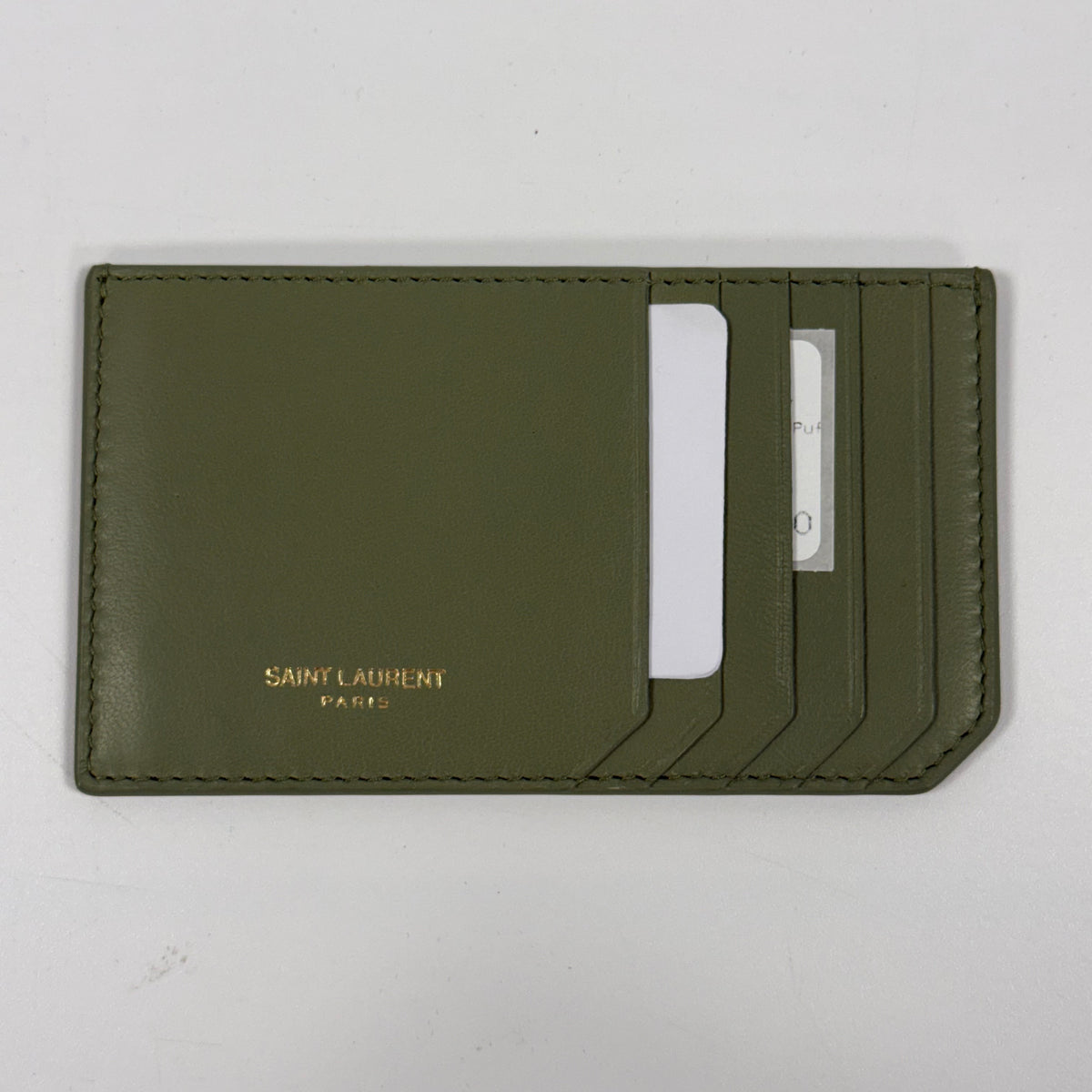 Saint Laurent Loulou Puffer Small Pouch in Olive Green Leather