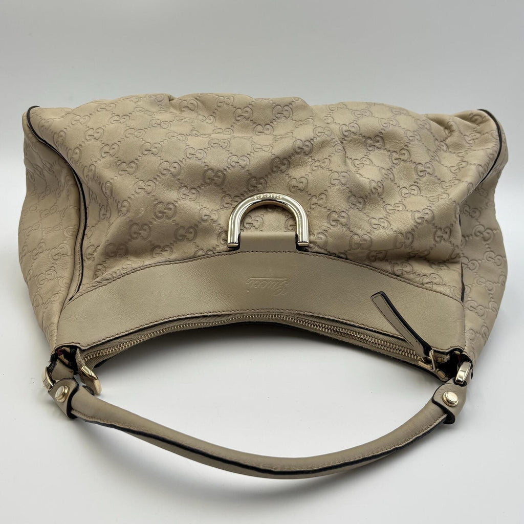 Gucci Guccissima D-Ring Hobo Bag – Ivory Leather With Detachable Strap