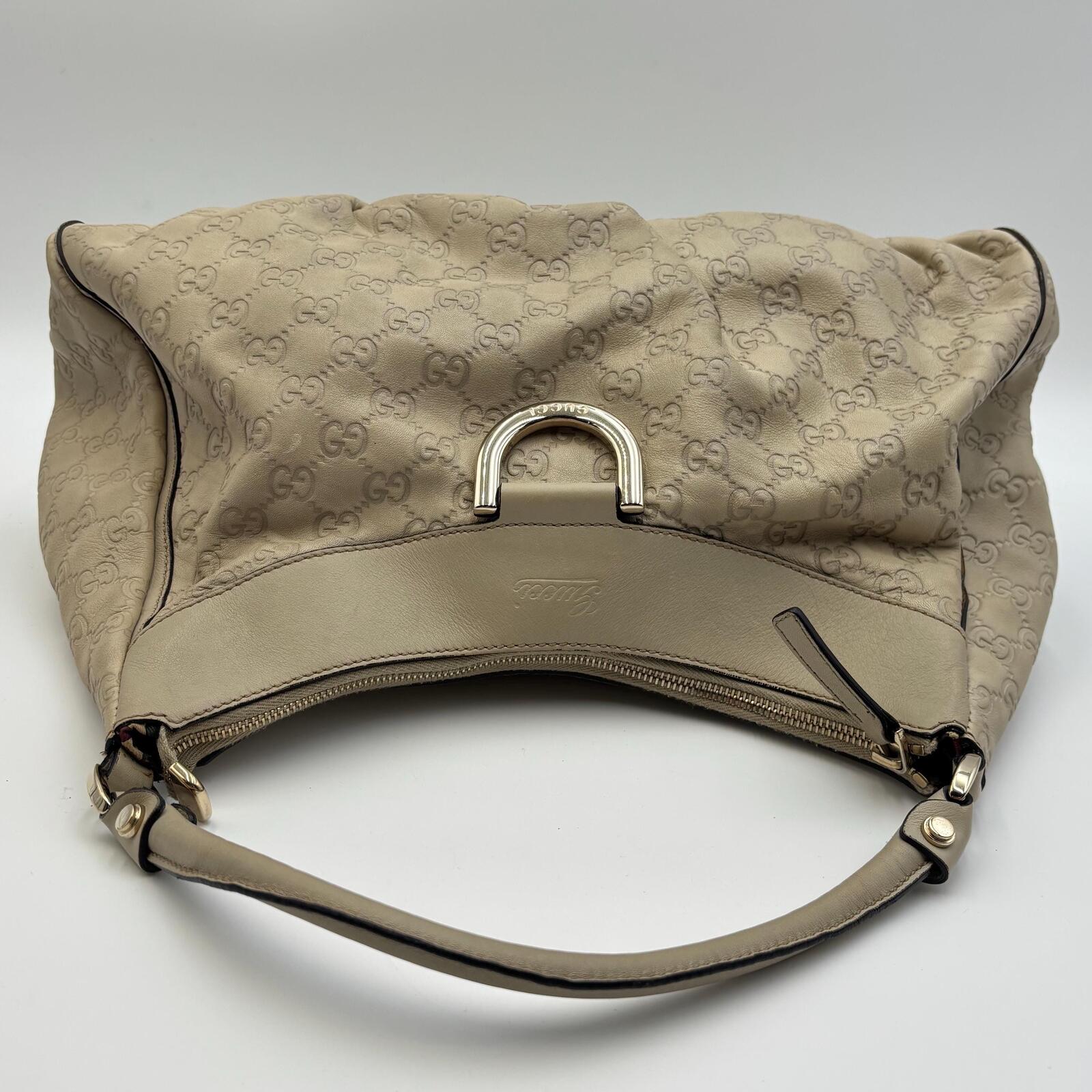 Gucci Guccissima D-Ring Hobo Bag – Ivory Leather With Detachable Strap