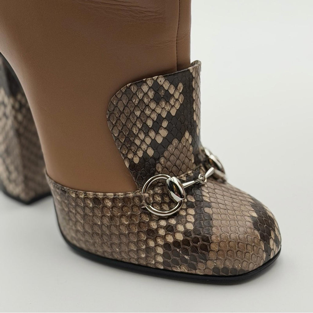 Gucci Python & Leather Ankle Boots – Size 37