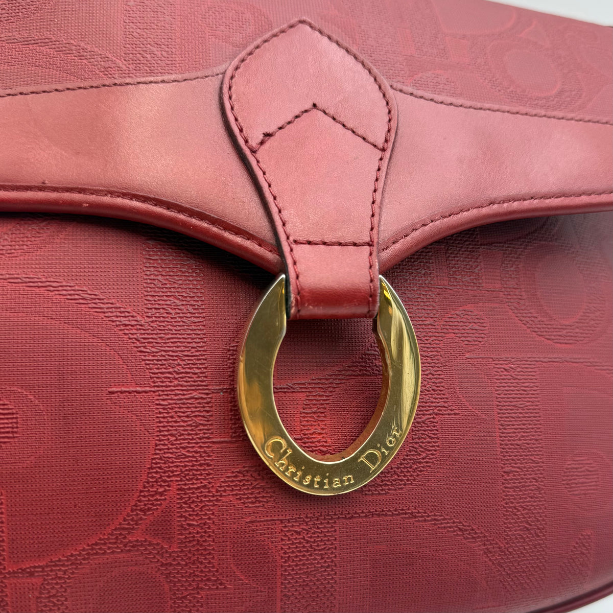 Christian Dior Vintage Burgundy Trotter Monogram Shoulder Bag