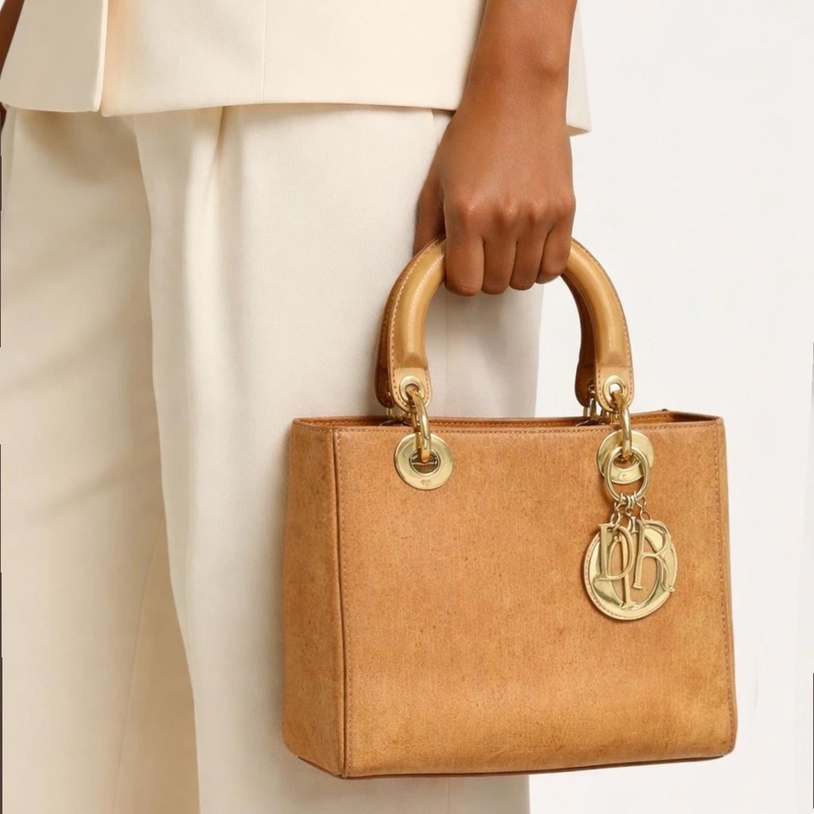 Lady Dior By John Galliano Brown Suede Medium Handbag