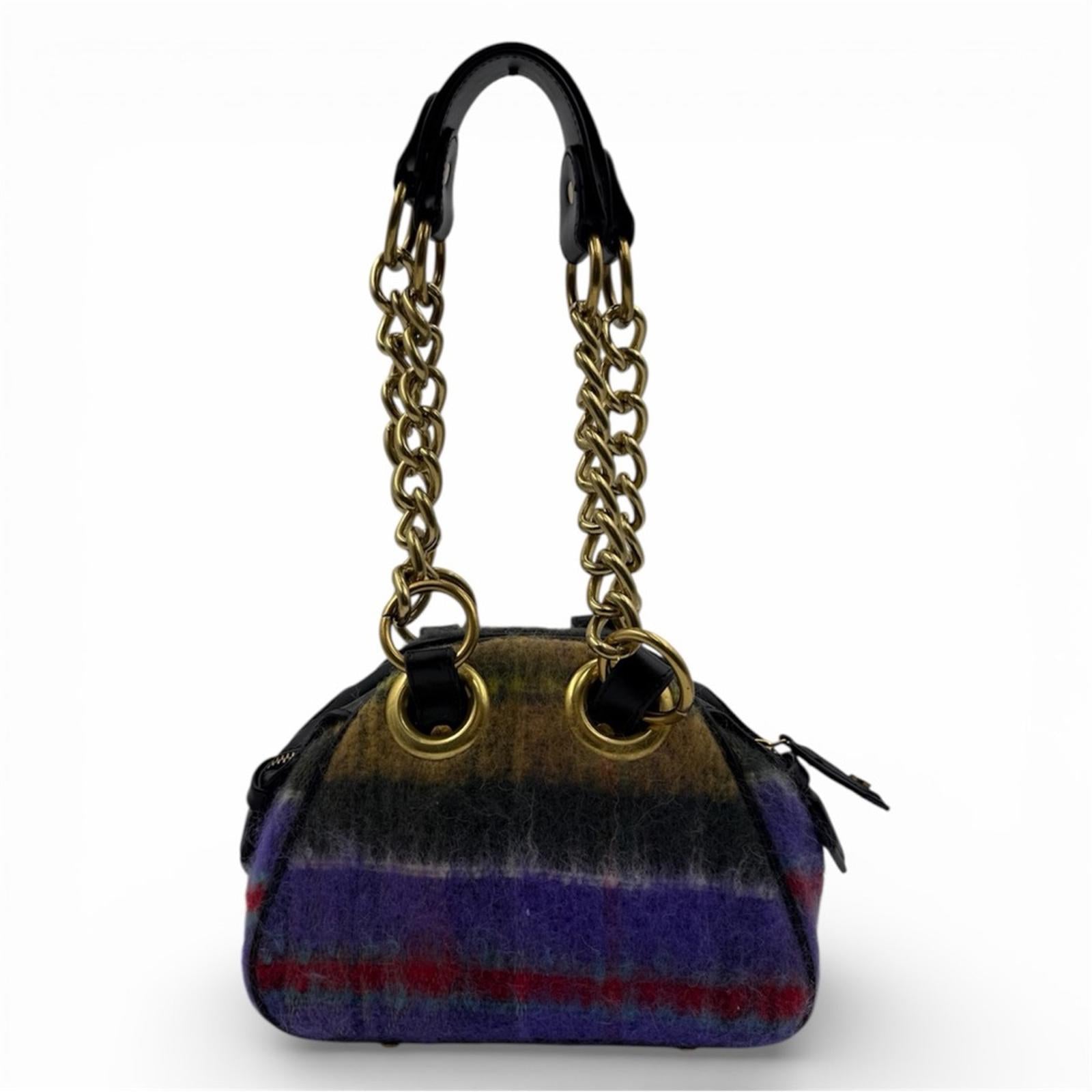 Vivienne Westwood Orb Wool Mini Chain Bag Plaid Gold Hardware