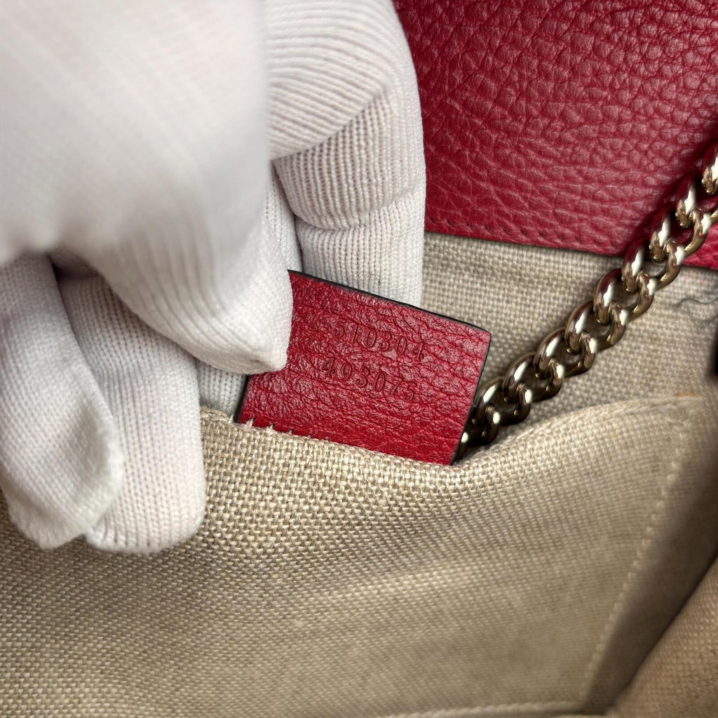 Gucci Interlocking GG Red Leather Chain Crossbody Bag