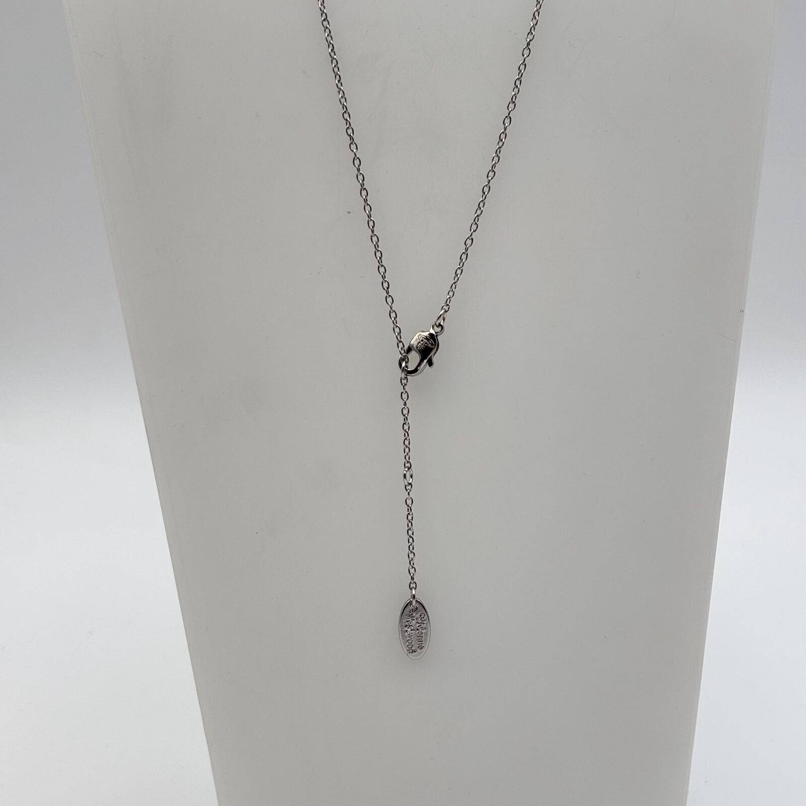 Vivienne Westwood Aleksa Orb Pearl Drop Pendant Necklace Silver