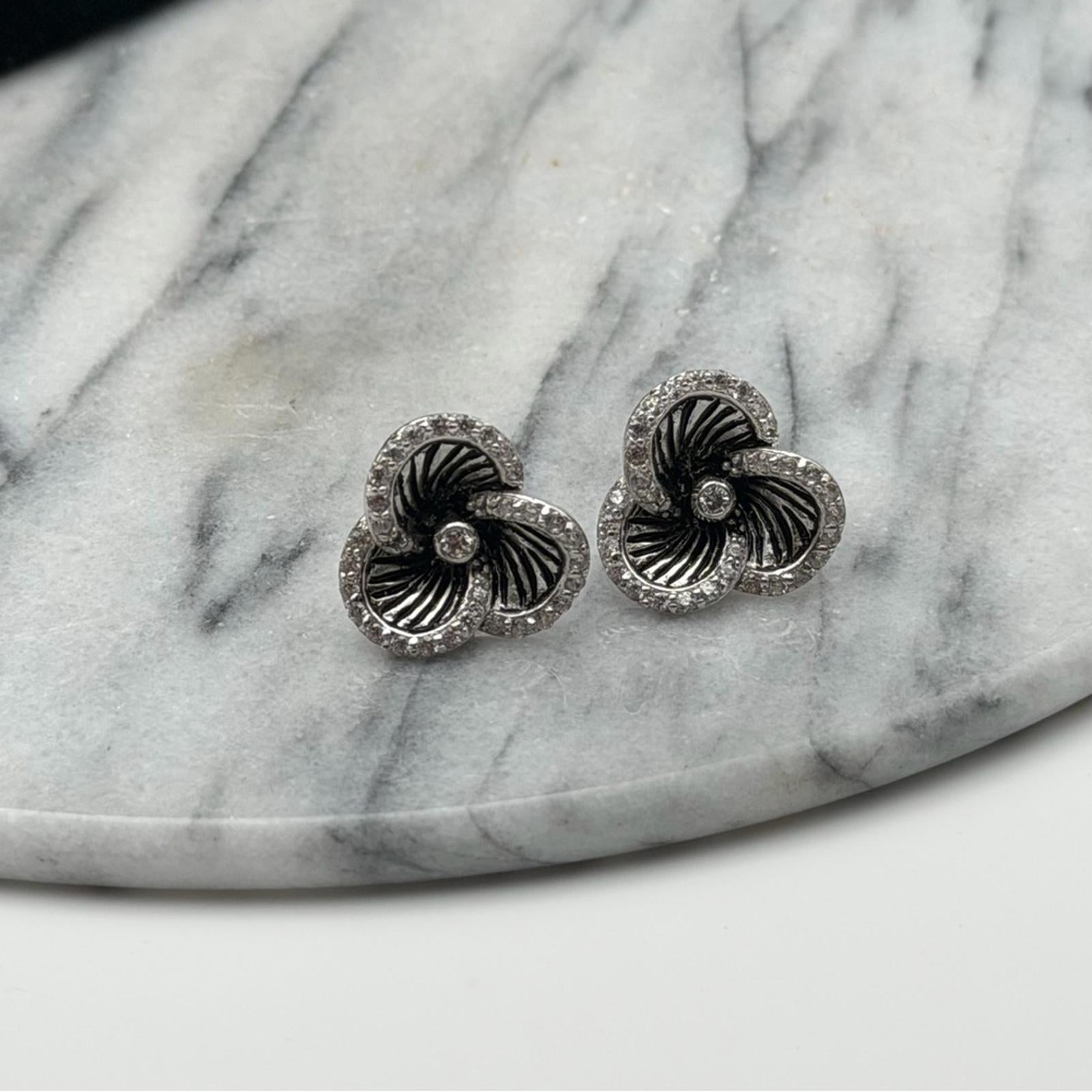 Tocara Sterling Silver Floral Necklace, Ring & Earrings Set – Made In Italy