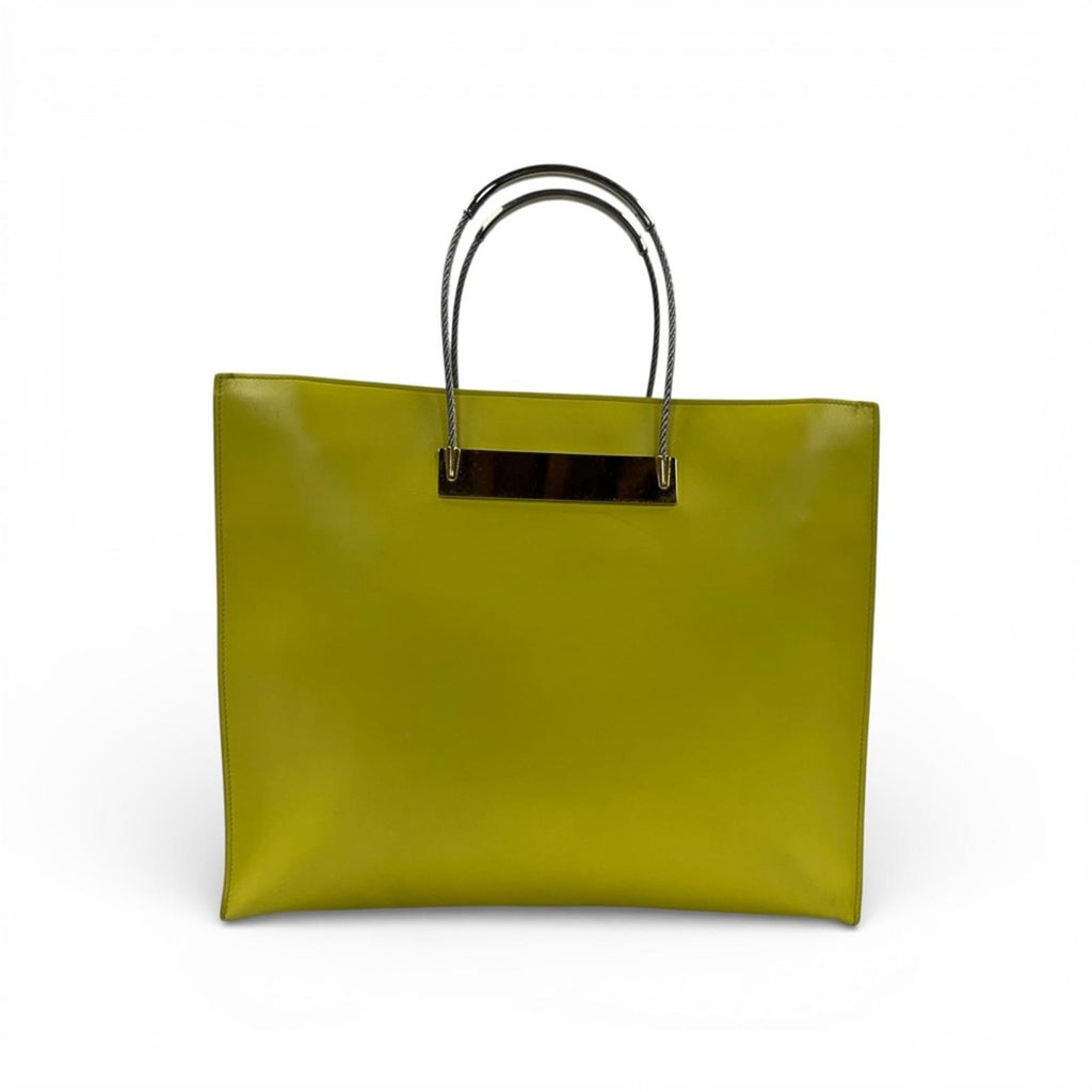 BALENCIAGA CABLE YELLOW LEATHER SHOULDER BAG