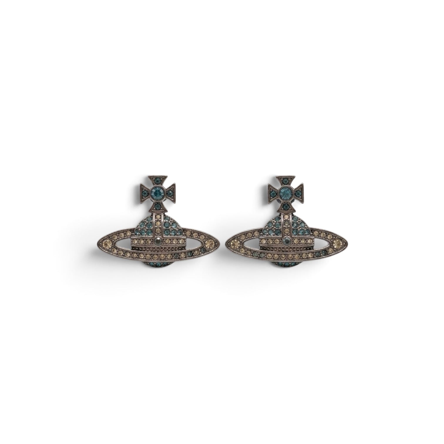Vivienne Westwood Kika Crystal Orb Stud Earrings – Platinum Aqua