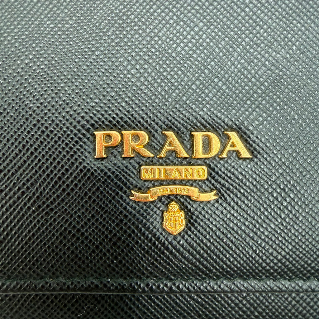 Prada Saffiano Leather Wallet on Chain by Miuccia Prada, Black, c. 2000s