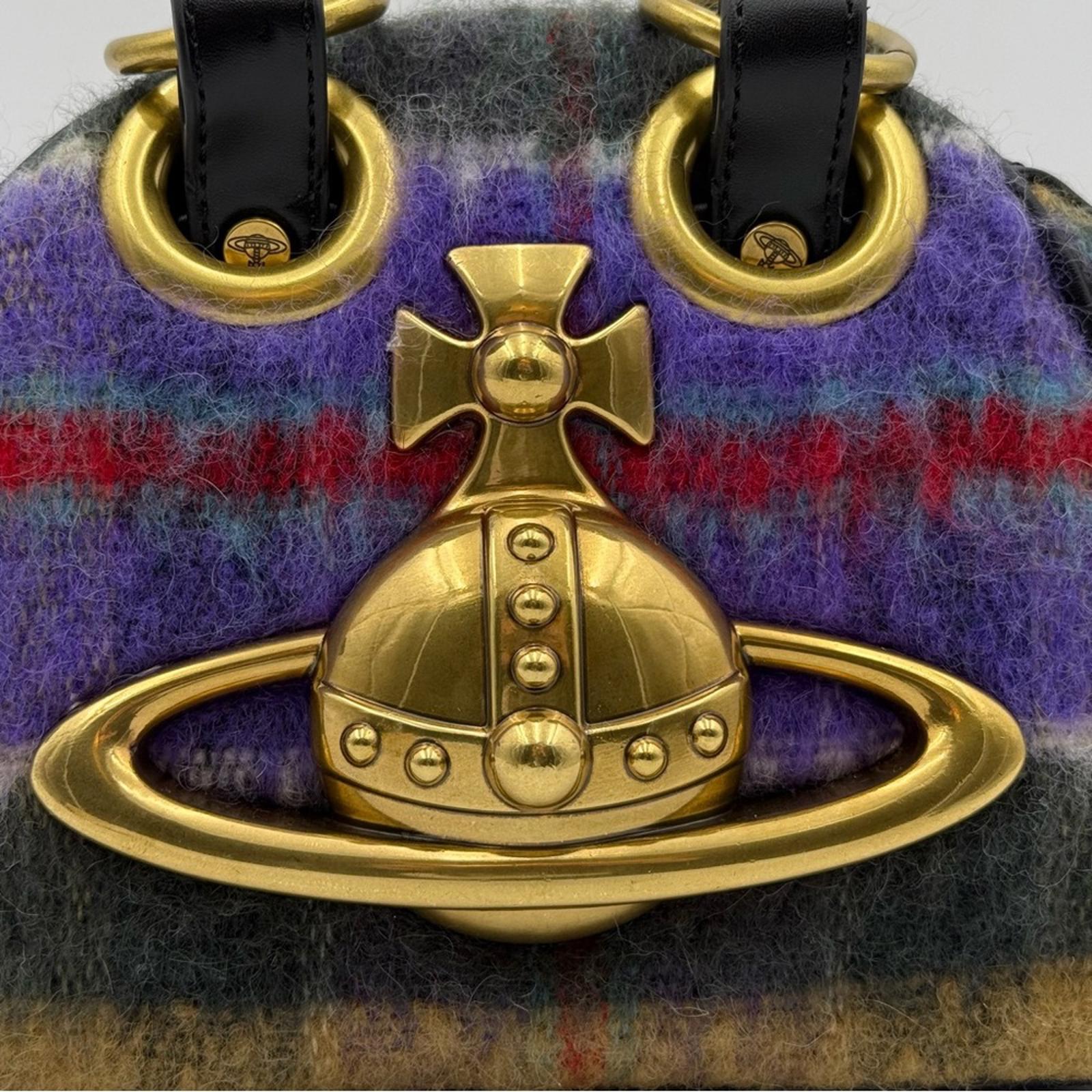 Vivienne Westwood Orb Wool Mini Chain Bag Plaid Gold Hardware