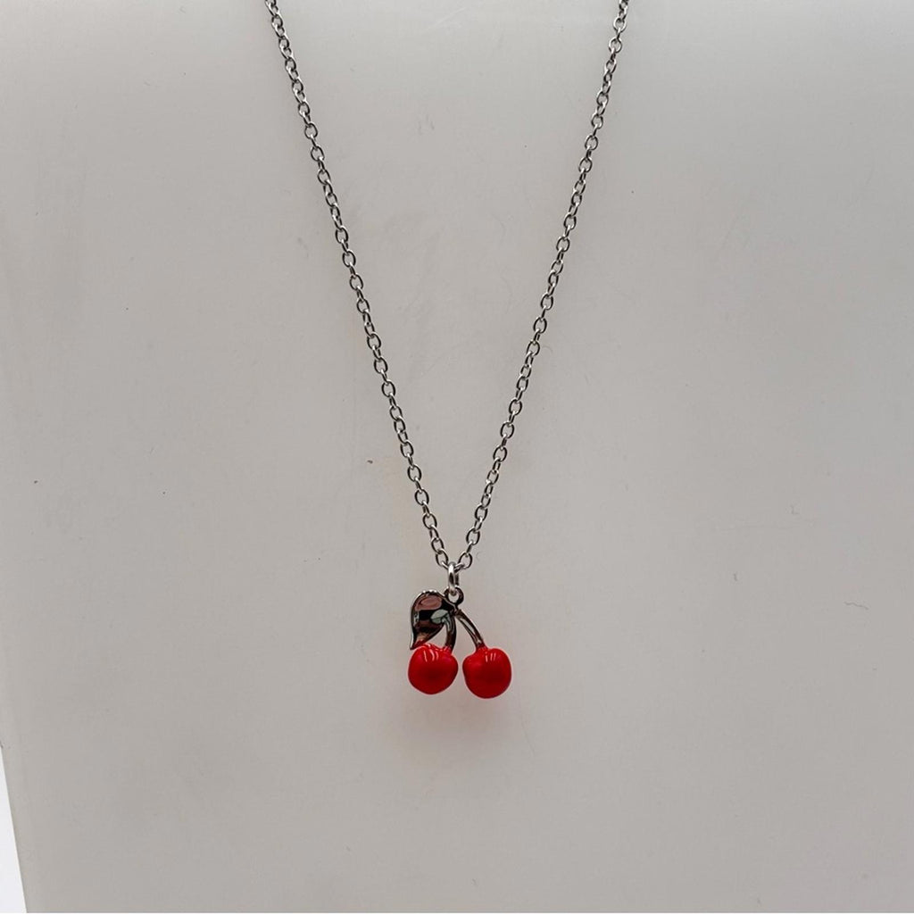 Vivienne Westwood Cherry Pendant Necklace Silver Tone Orb Charm