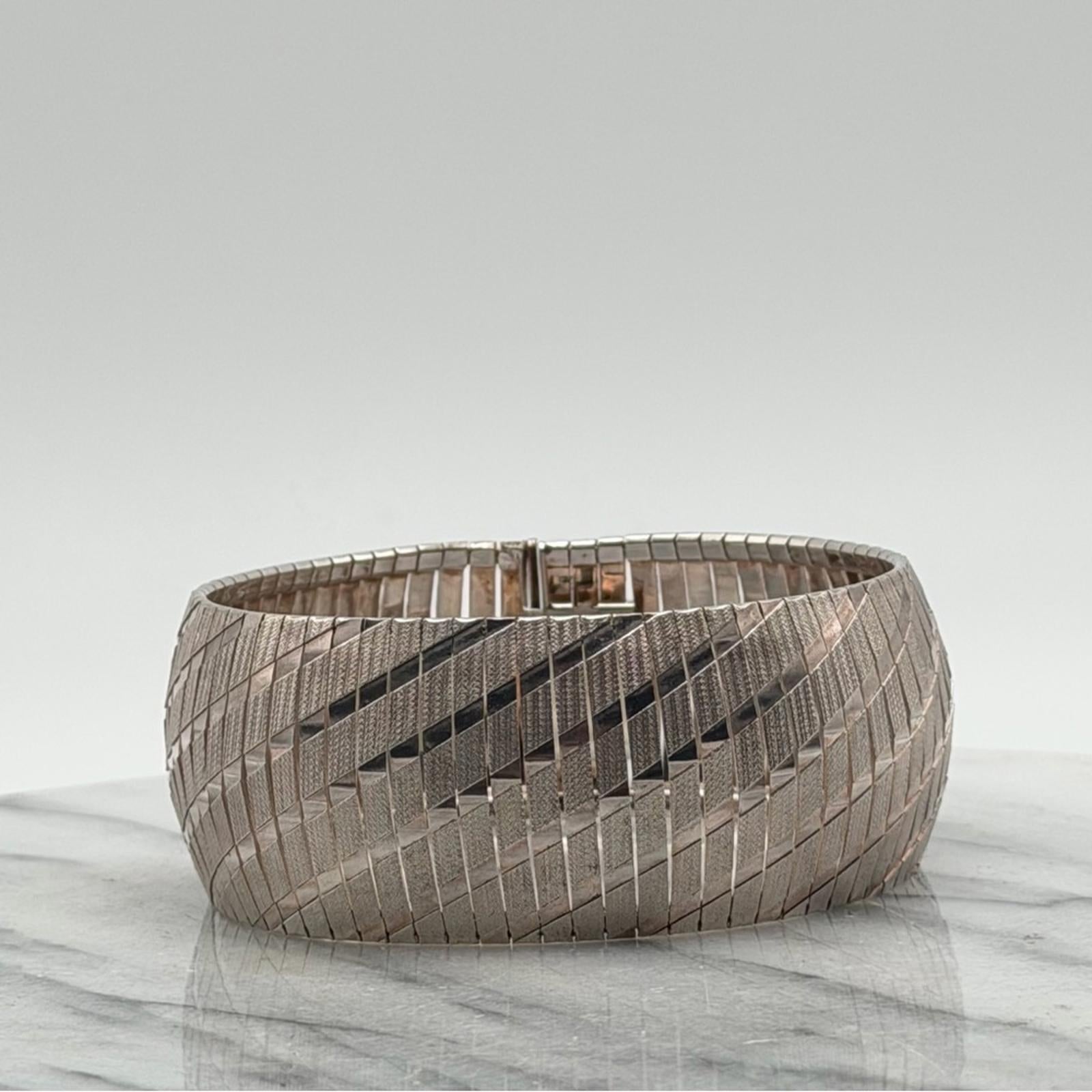 ITALIAN STERLING SILVER WIDE STATEMENT BRACELET