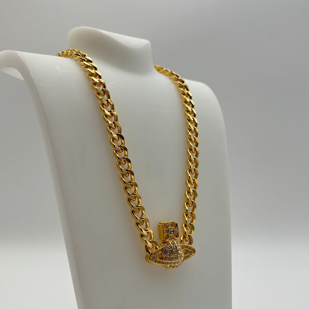 Vivienne Westwood Graziella Gold Crystal Orb Necklace