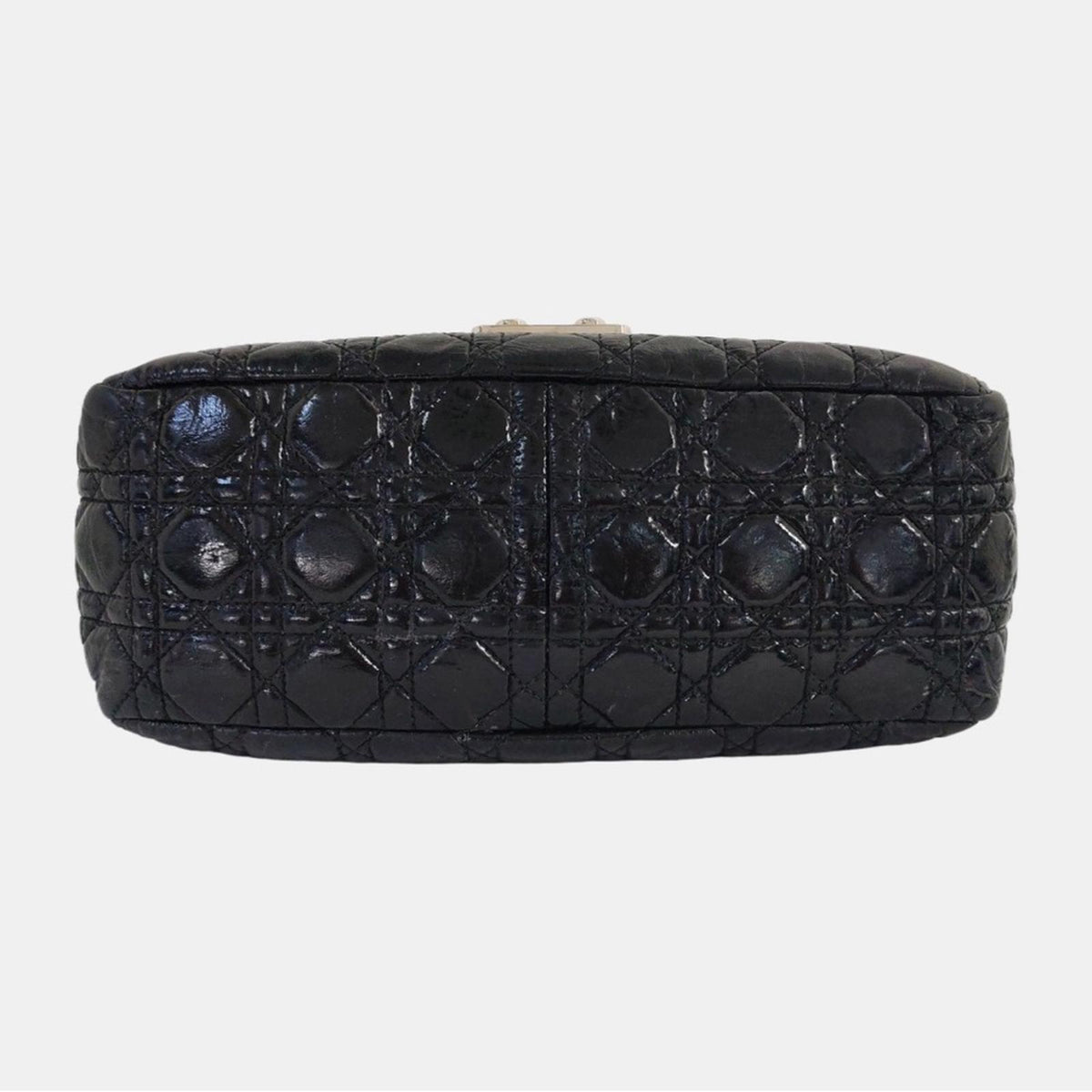 Christian Dior Black Patent Leather Quilted Shoulder Bag