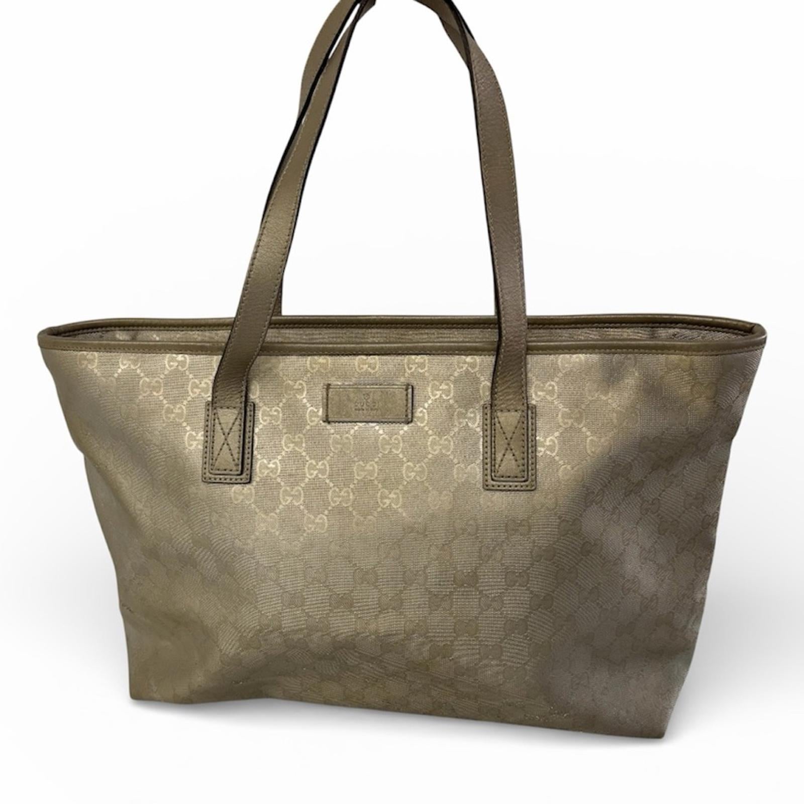 GUCCI GG CANVAS TOTE BAG CHAMPAGNE GOLD