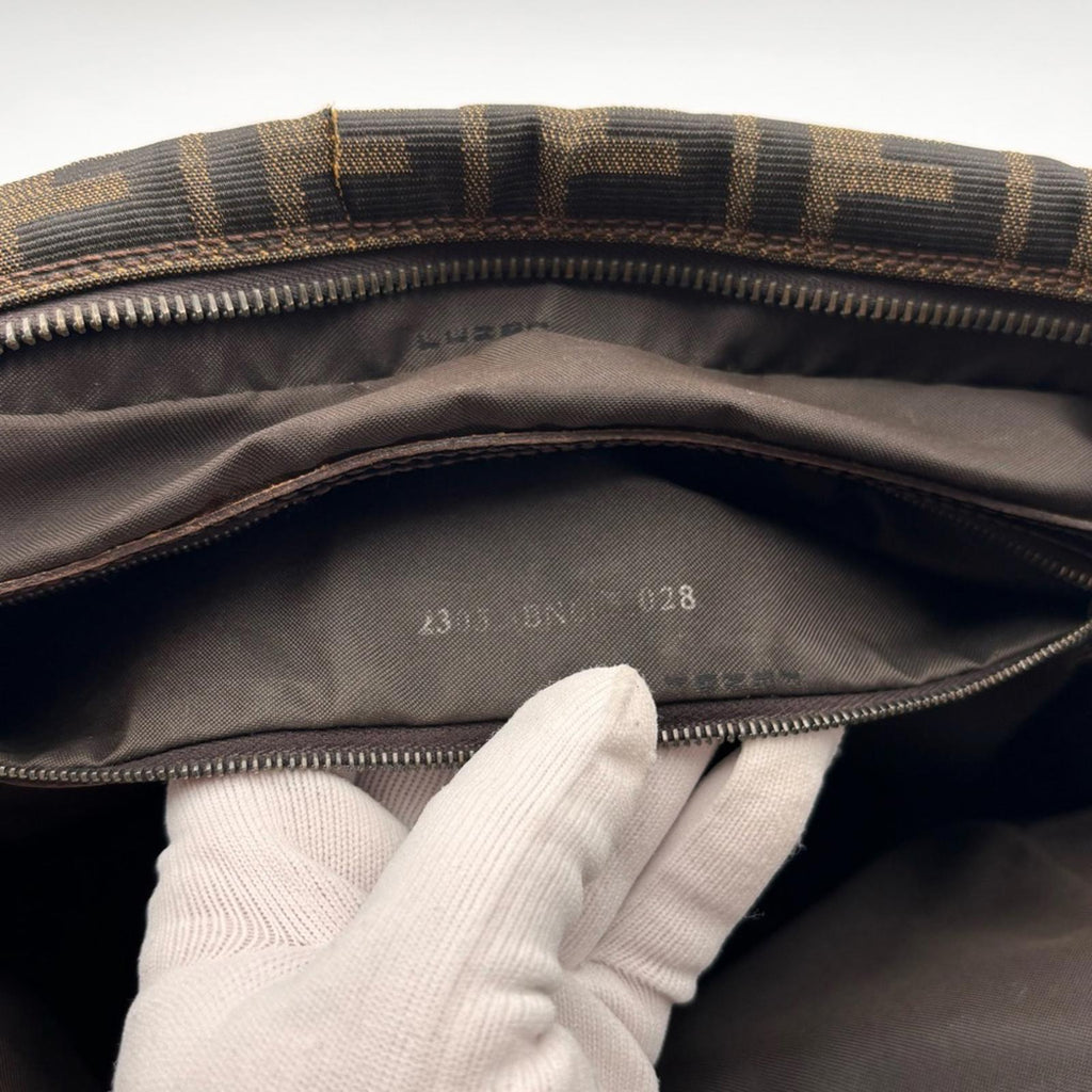 Fendi Vintage Zucca Canvas Boston Shoulder Bag Brown