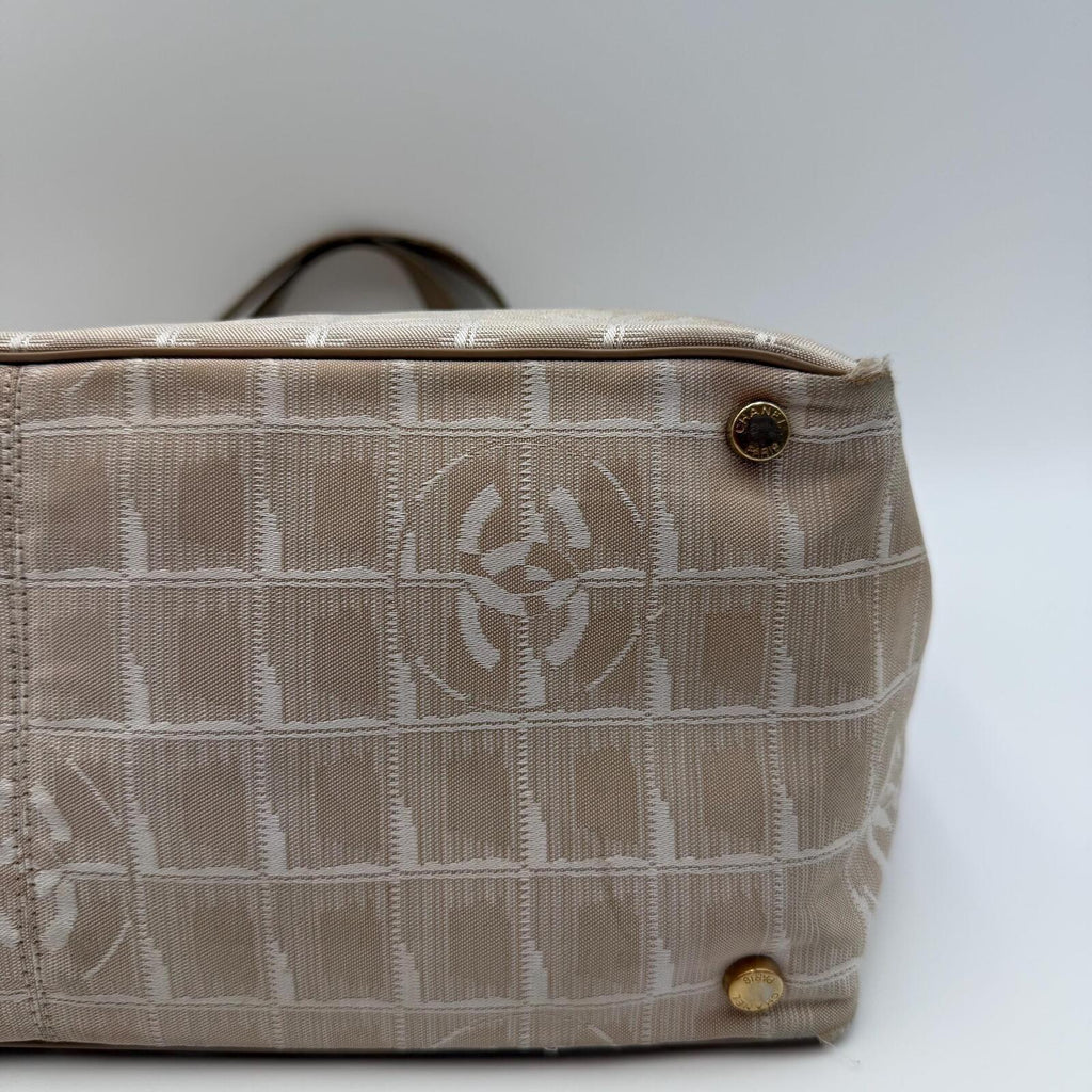 Chanel Beige New Travel Line Nylon Jacquard Tote