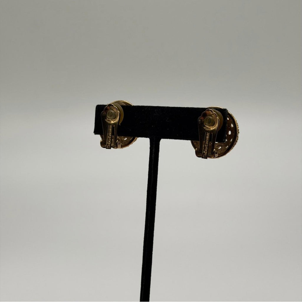 CHRISTIAN DIOR VINTAGE GOLD-PLATED TEXTURED DOME CLIP EARRINGS