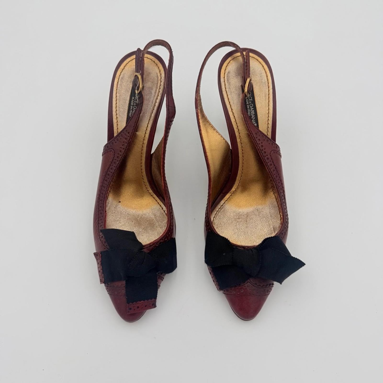 Dolce & Gabbana Burgundy Leather Slingback Heels – It 36