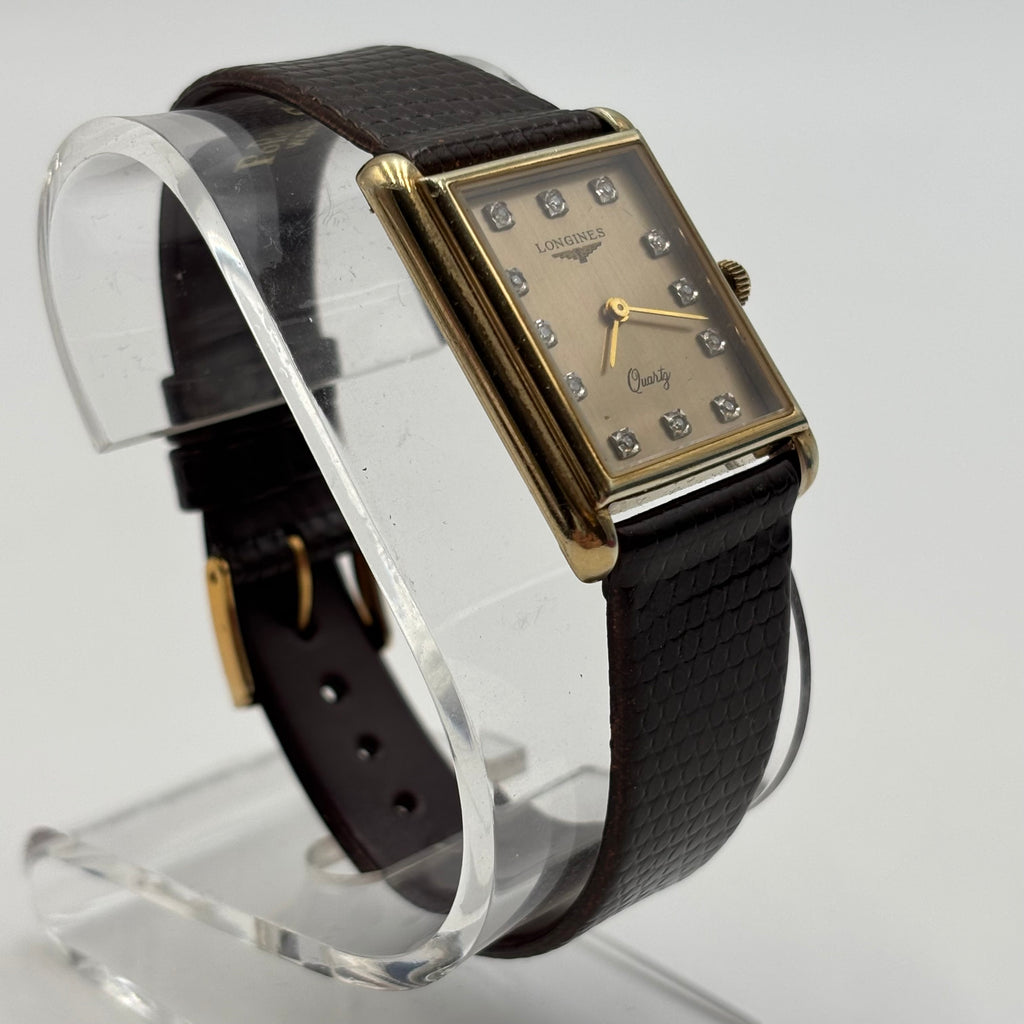 Longines Diamond Dial Rectangular Quartz Watch 27mm – 1980s