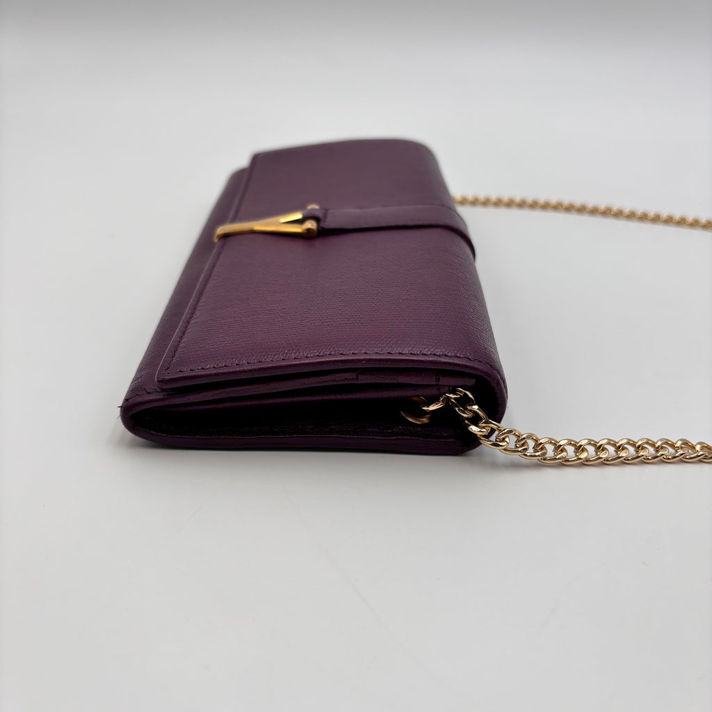 Saint Laurent Purple Leather Y-Lock Chain Wallet Crossbody Bag