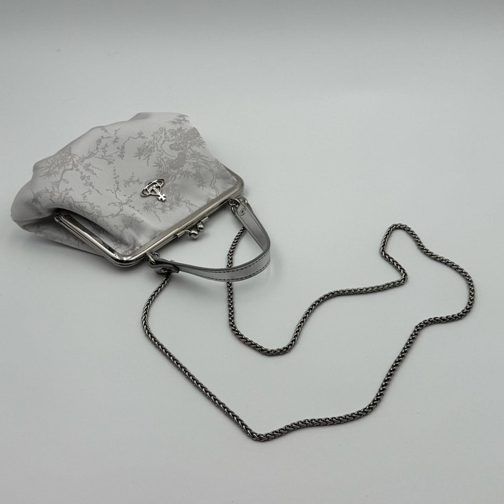 Vivienne Westwood Granny Frame Satin Purse Silver