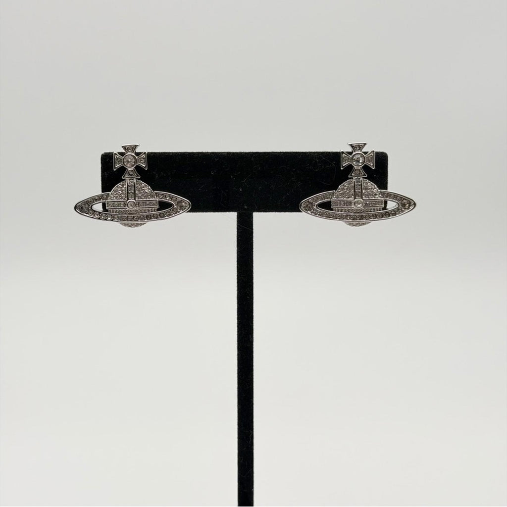 VIVIENNE WESTWOOD ORB CRYSTAL STUD EARRINGS SILVER