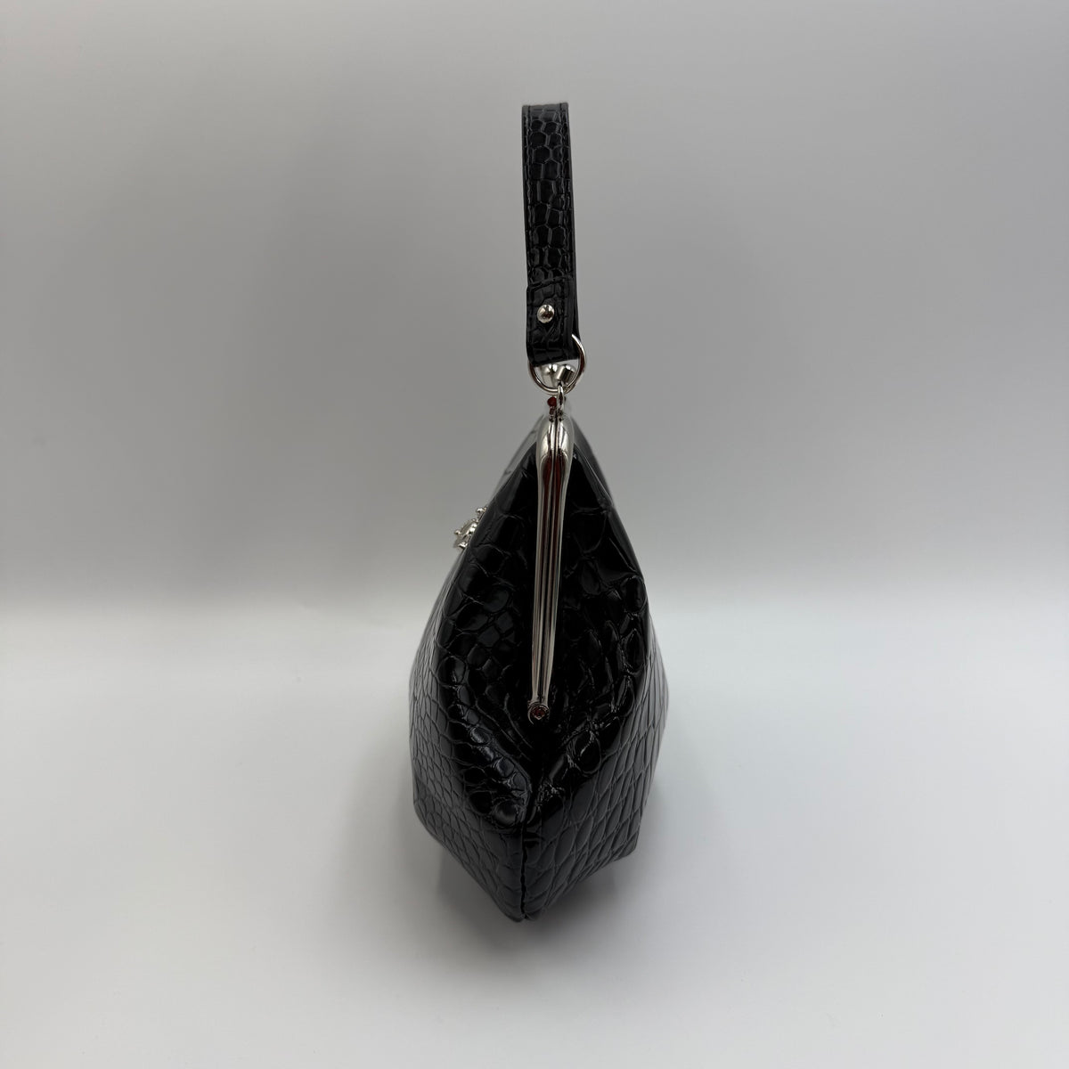 Vivienne Westwood Black Croc-Embossed Granny Frame Bag
