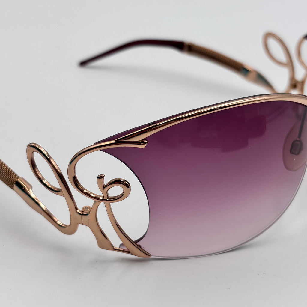 Roberto Cavalli Cameia Rose Gold Sunglasses with Purple Gradient Lenses