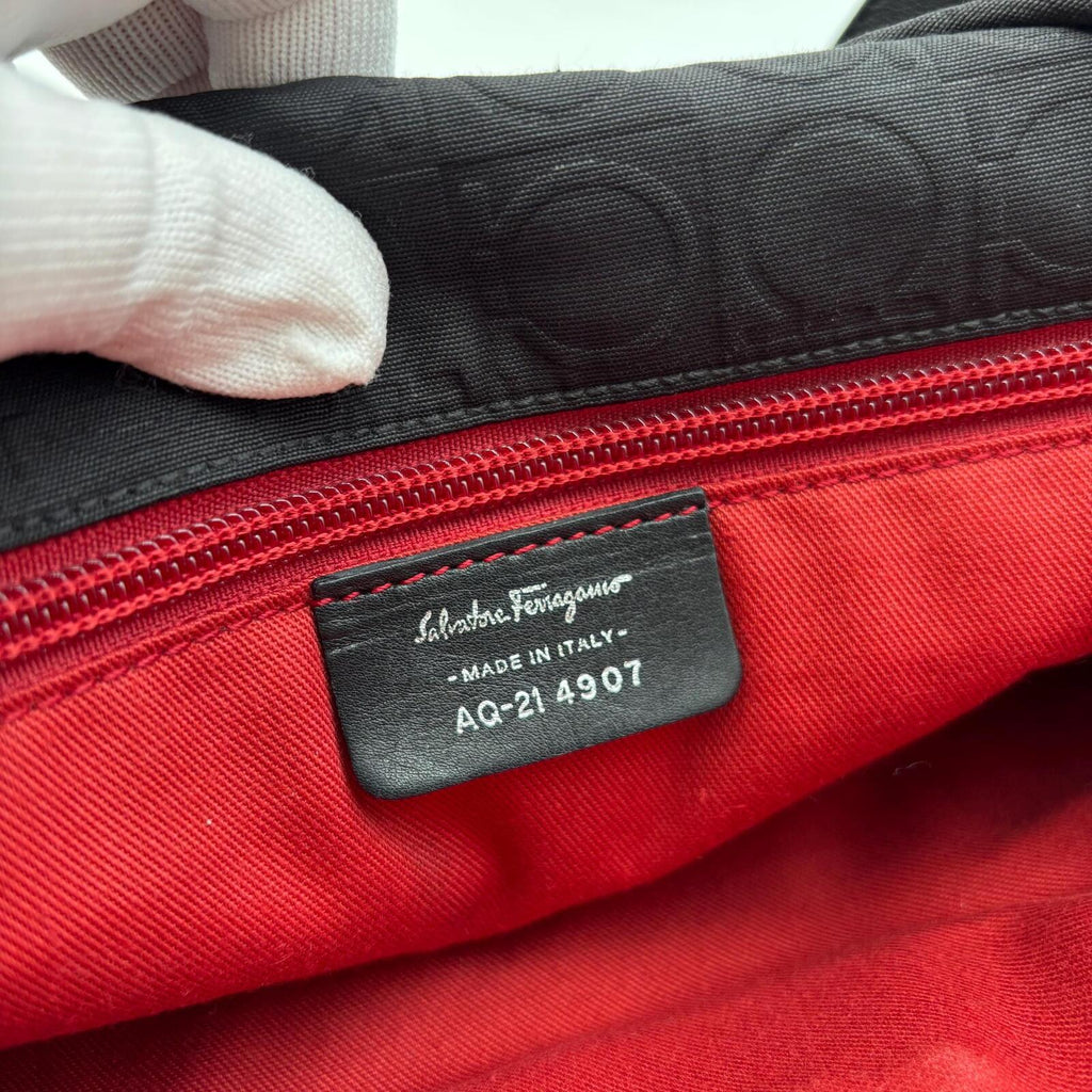 Salvatore Ferragamo Black Gancini Monogram Shoulder Bag