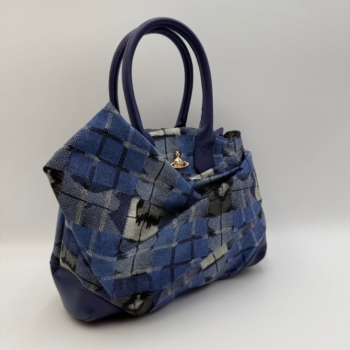 Vivienne Westwood Blue Tartan Yasmine Handbag
