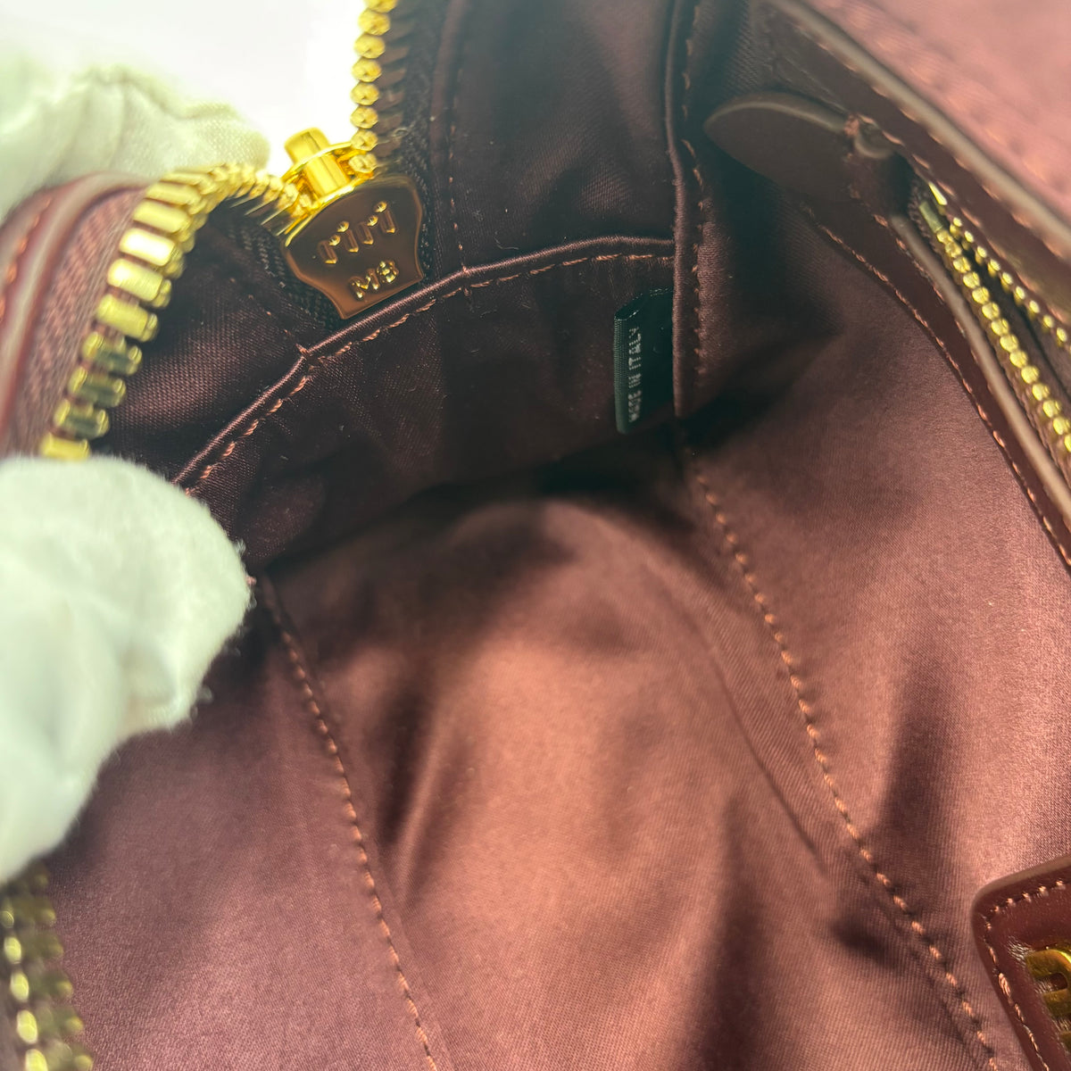 Miu Miu Arcadie Burgundy Matelassé Leather Top Handle Boston Bag With Strap