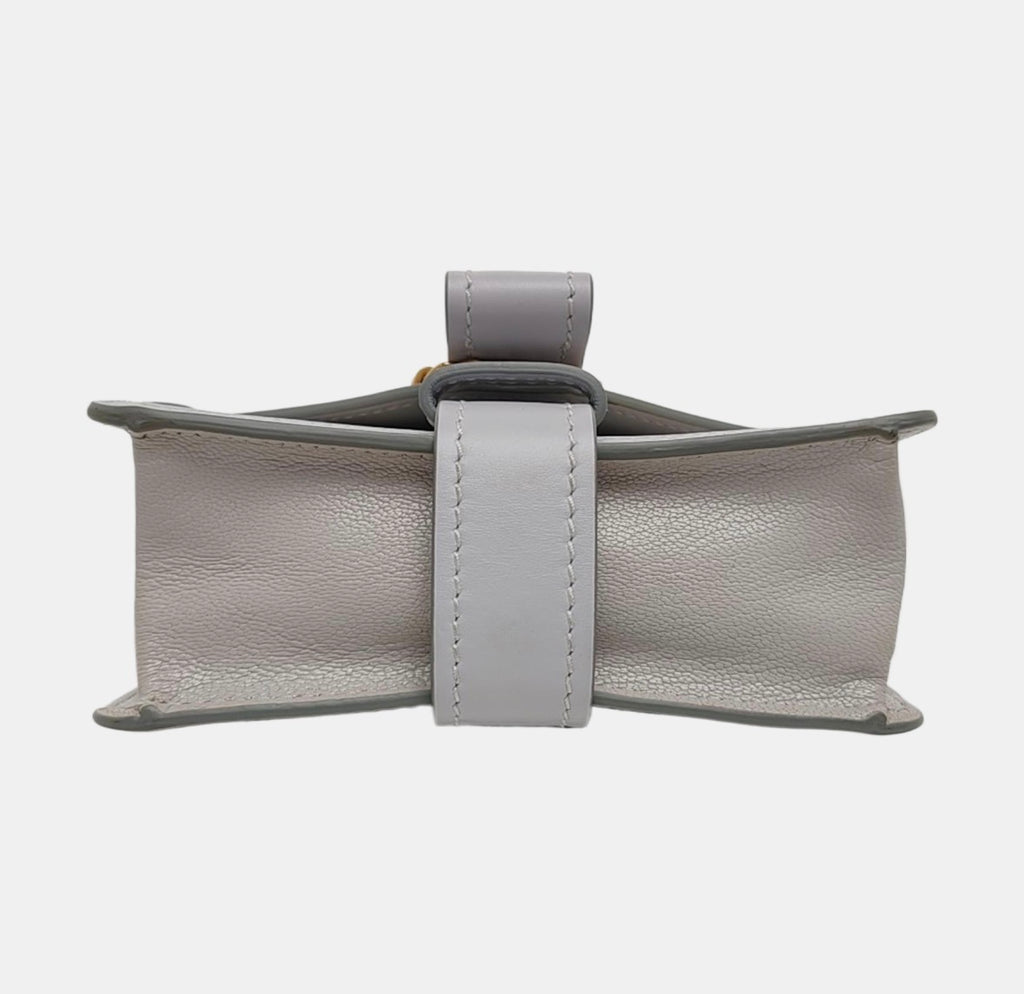 Chloé Aby Mini Chain Leather Shoulder Bag Grey Gold Hardware
