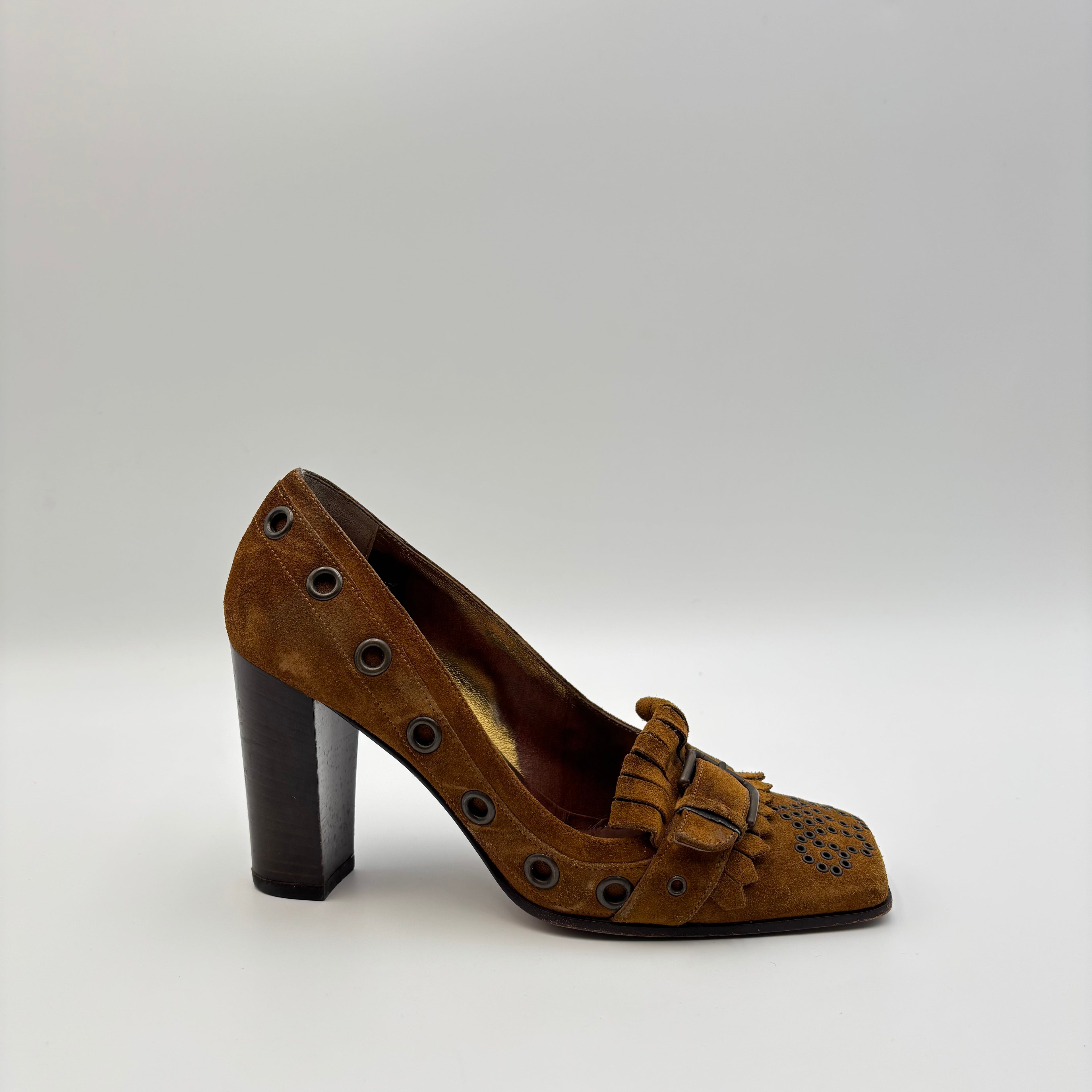 Dolce & Gabbana 90mm Suede Grommet Kiltie Pumps
