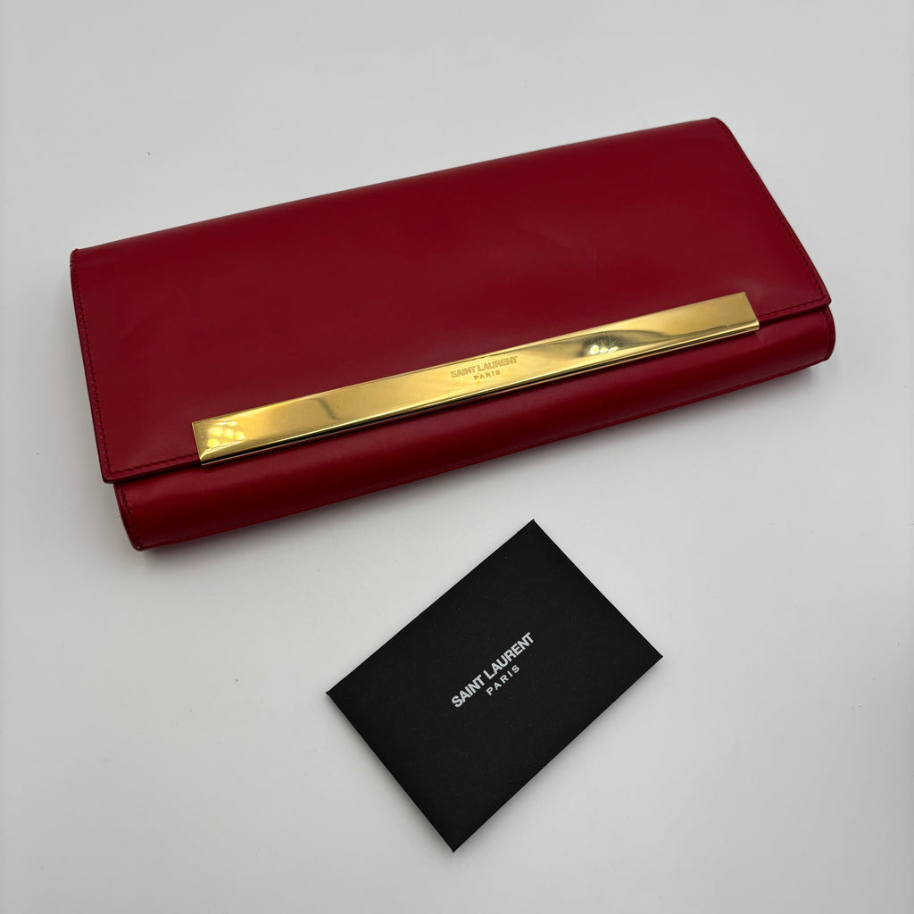 Saint Laurent by Hedi Slimane Lutetia Red Leather Clutch 2012