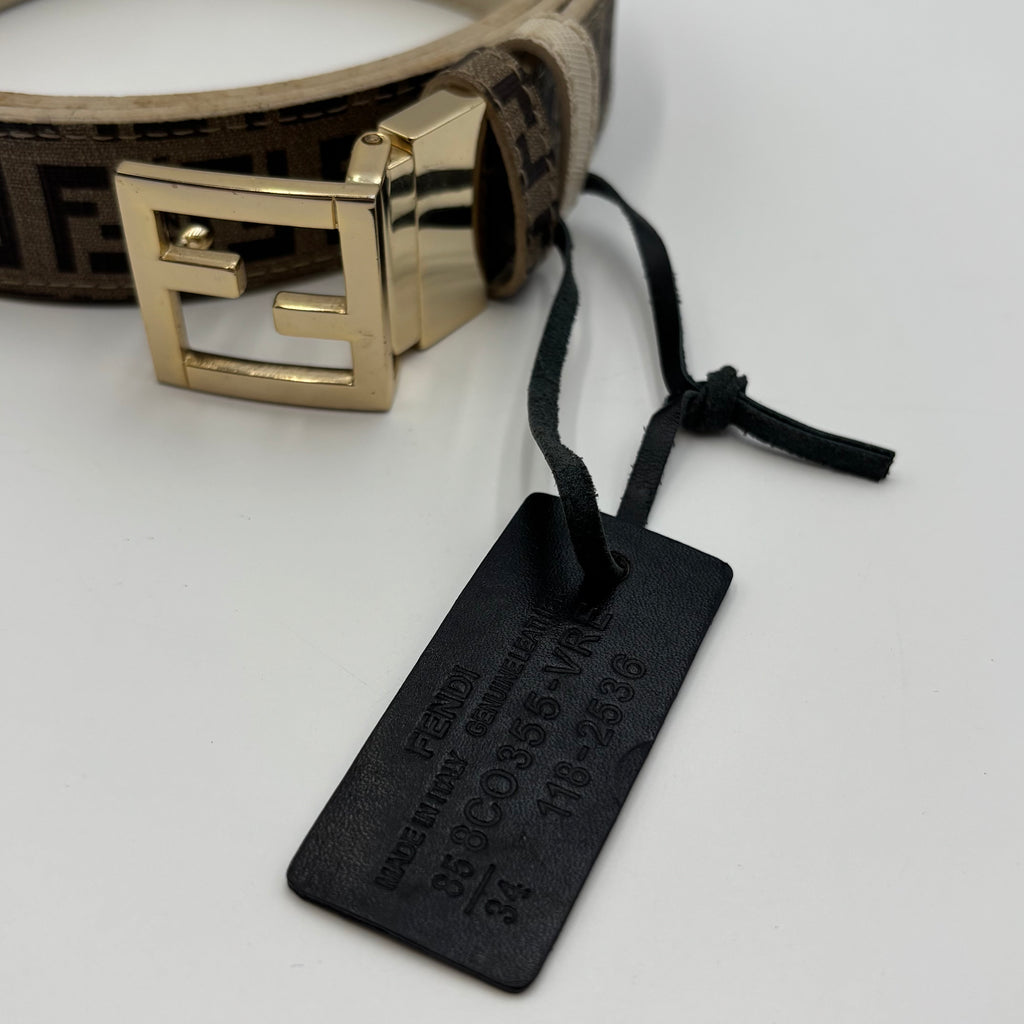 Fendi Zucca FF Monogram Belt with Gold-Tone FF Buckle