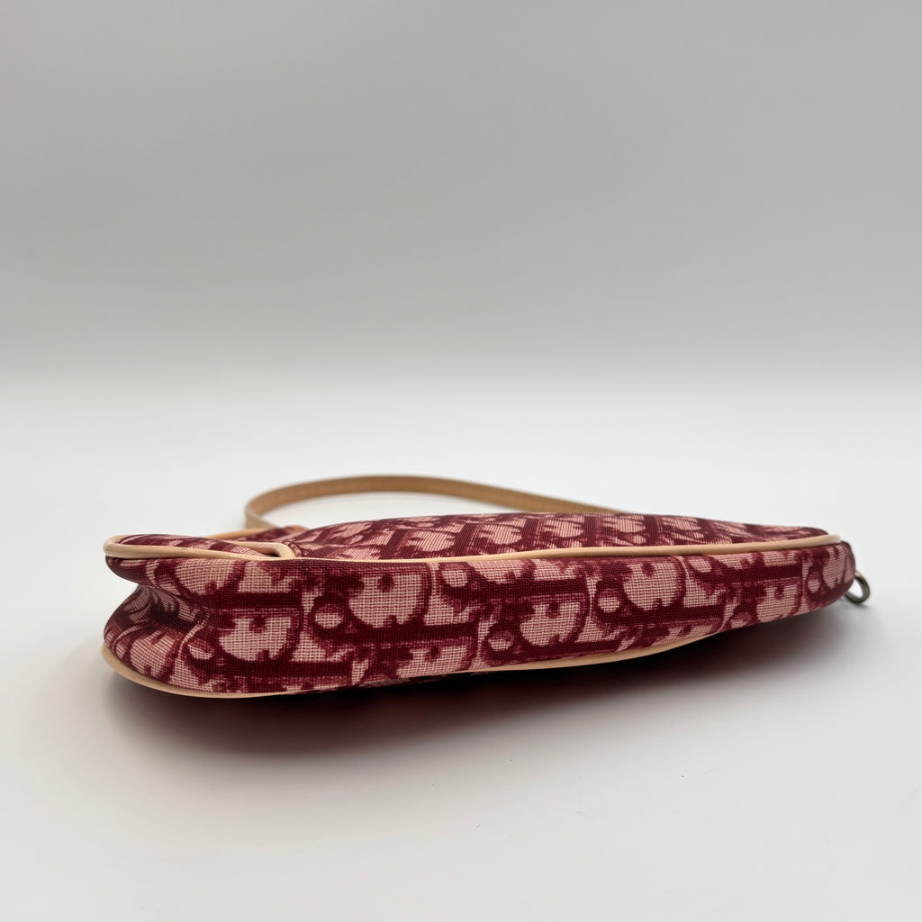 Christian Dior Red Oblique Saddle Pochette Bag 2001