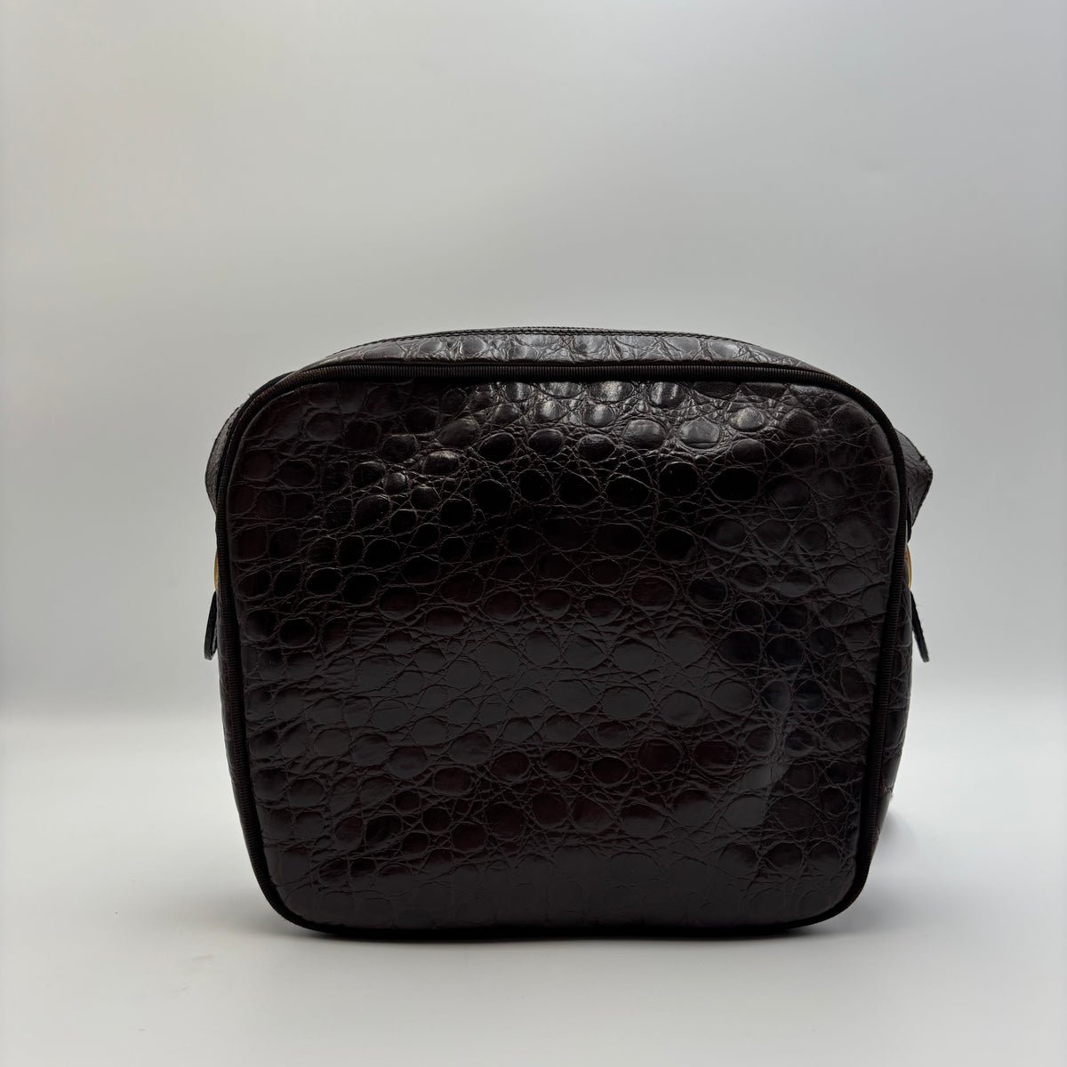 Salvatore Ferragamo Vara Croc-Embossed Leather Crossbody Bag in Dark Brown