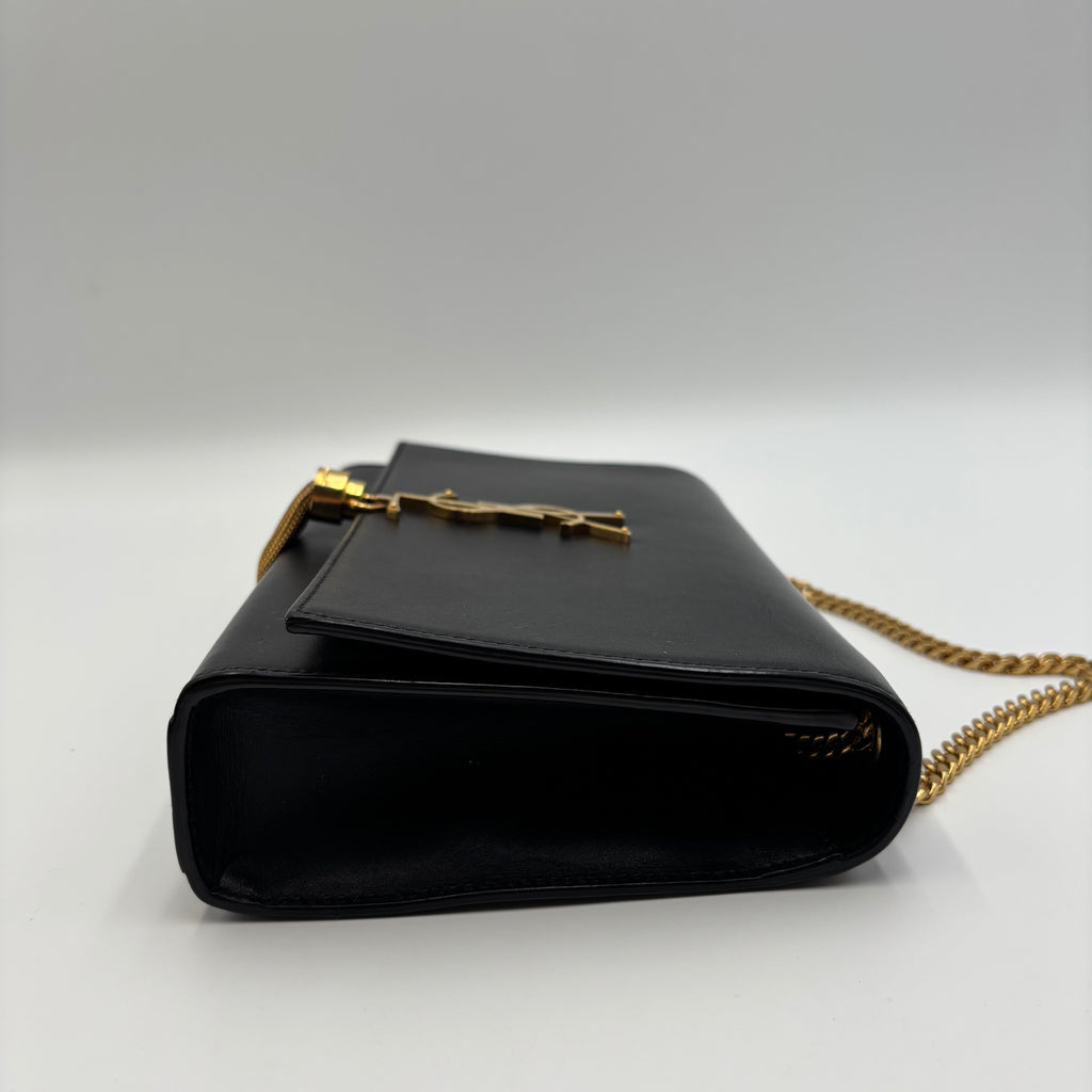 Saint Laurent Kate Medium Tassel Bag – Black Leather & Gold Hardware