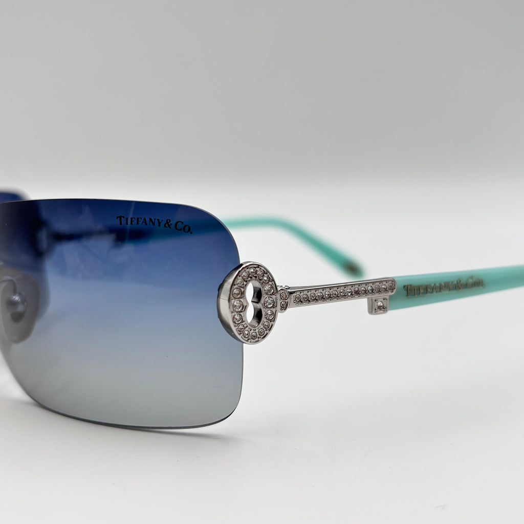 Tiffany & Co. Crystal Key Rimless Blue Gradient Sunglasses